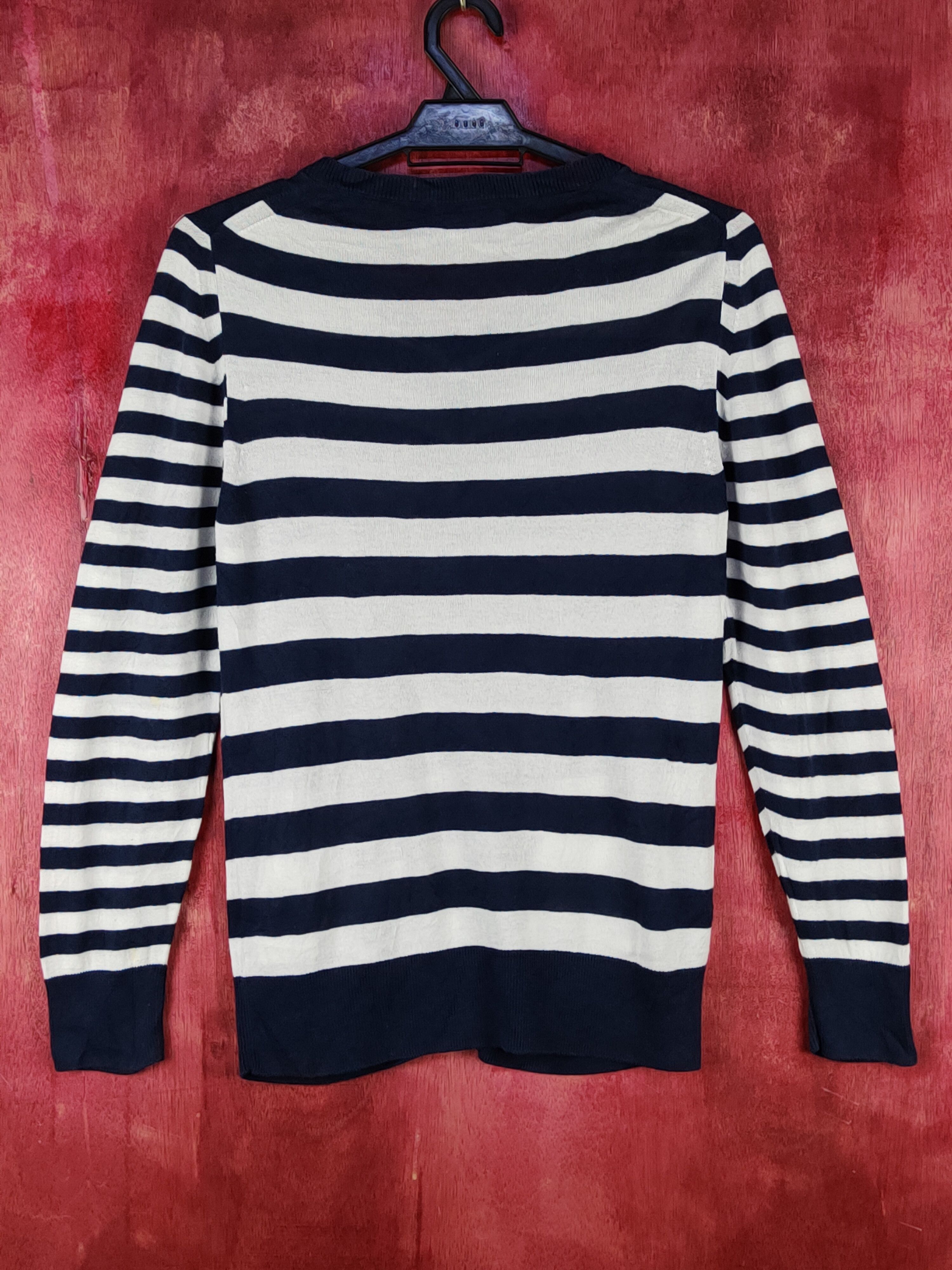 Global Work Global Work Dark Blue/White Stripe Knitwear Cardigan #S1065 Size L / US 10 / IT 46 - 7 Thumbnail