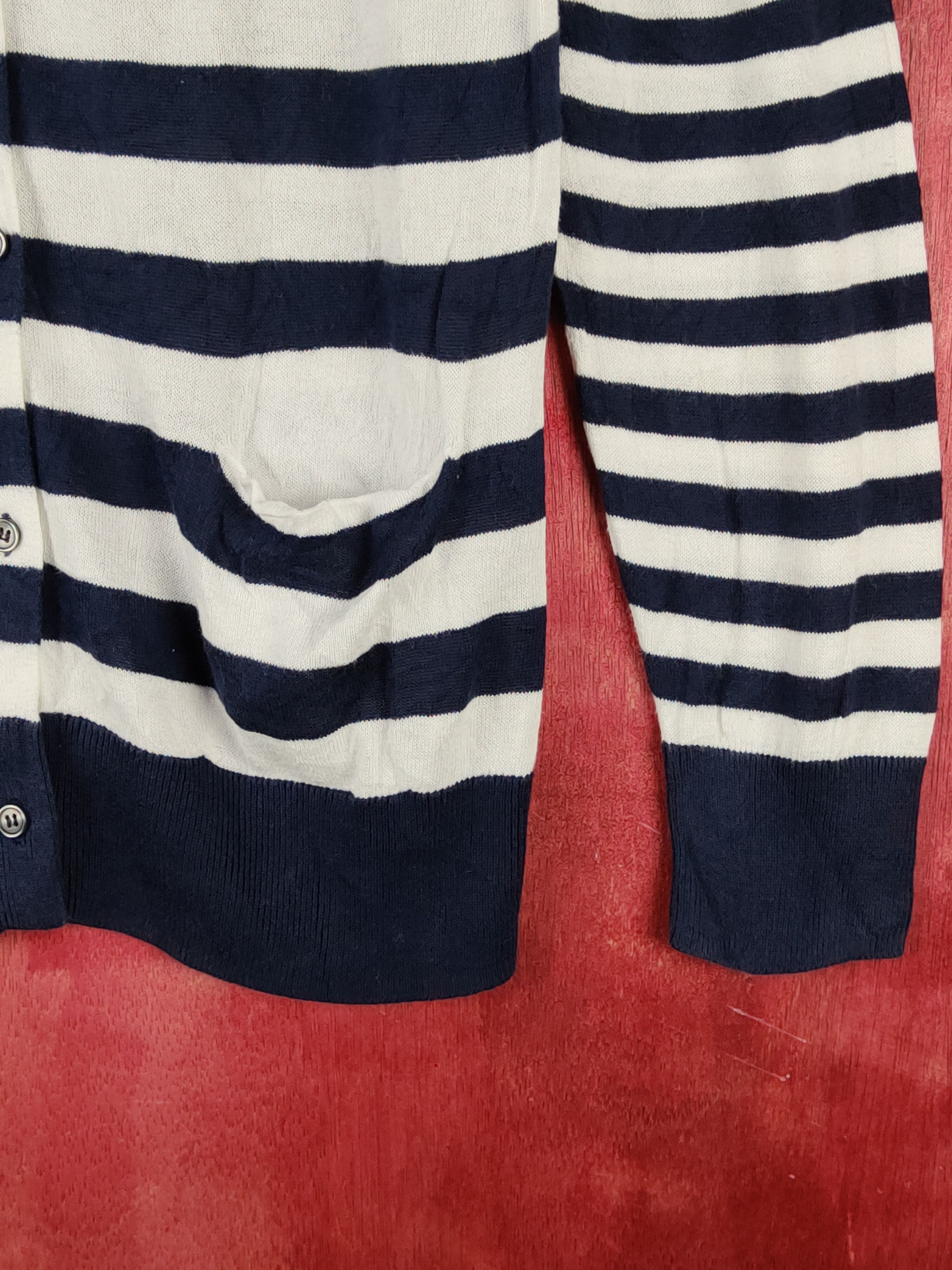Global Work Global Work Dark Blue/White Stripe Knitwear Cardigan #S1065 Size L / US 10 / IT 46 - 6 Thumbnail