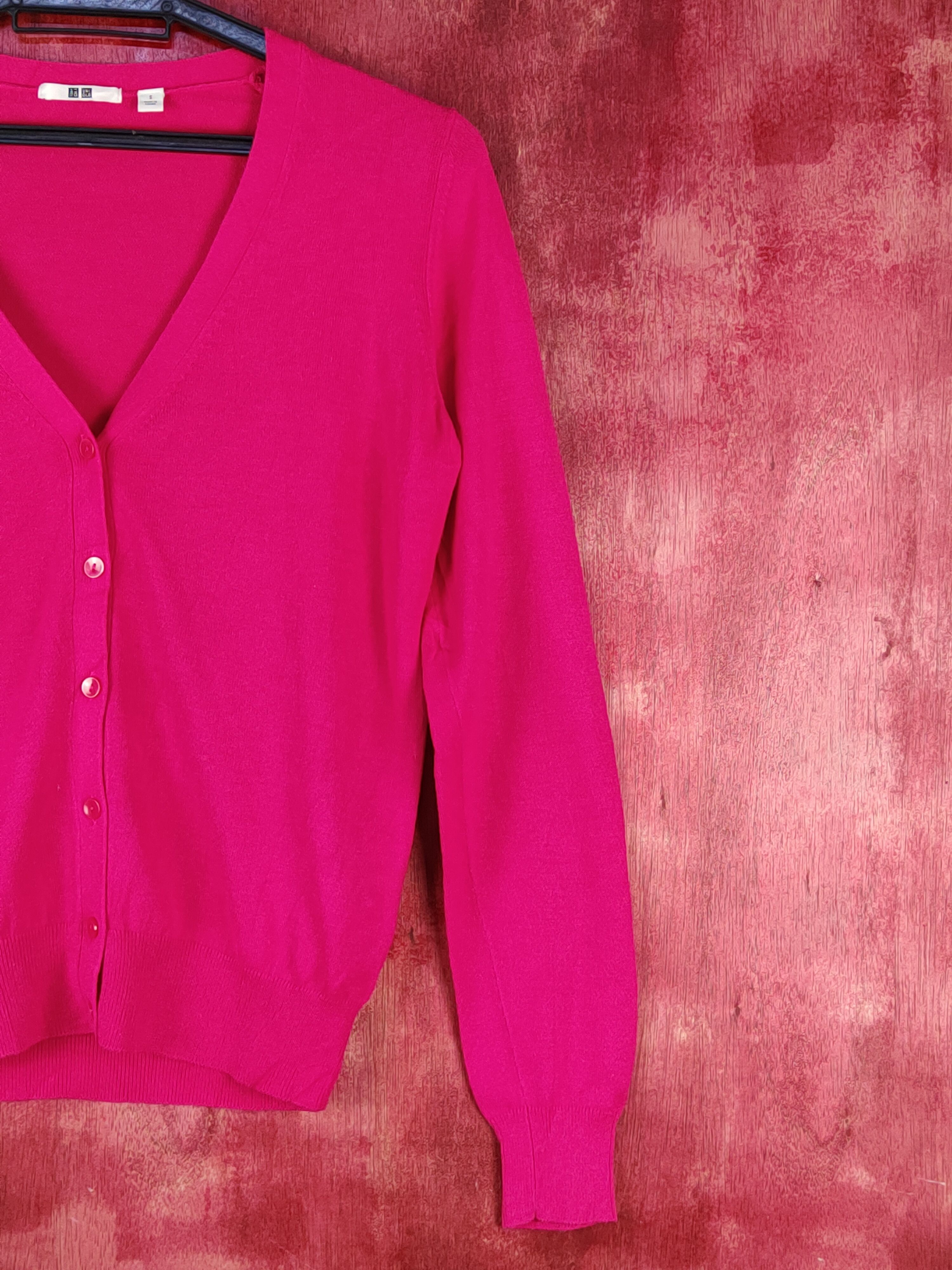 Japanese Brand × Uniqlo Uniqlo japan vintage Pink Knitwear Cardigan #S1066 Size S / US 4 / IT 40 - 4 Thumbnail