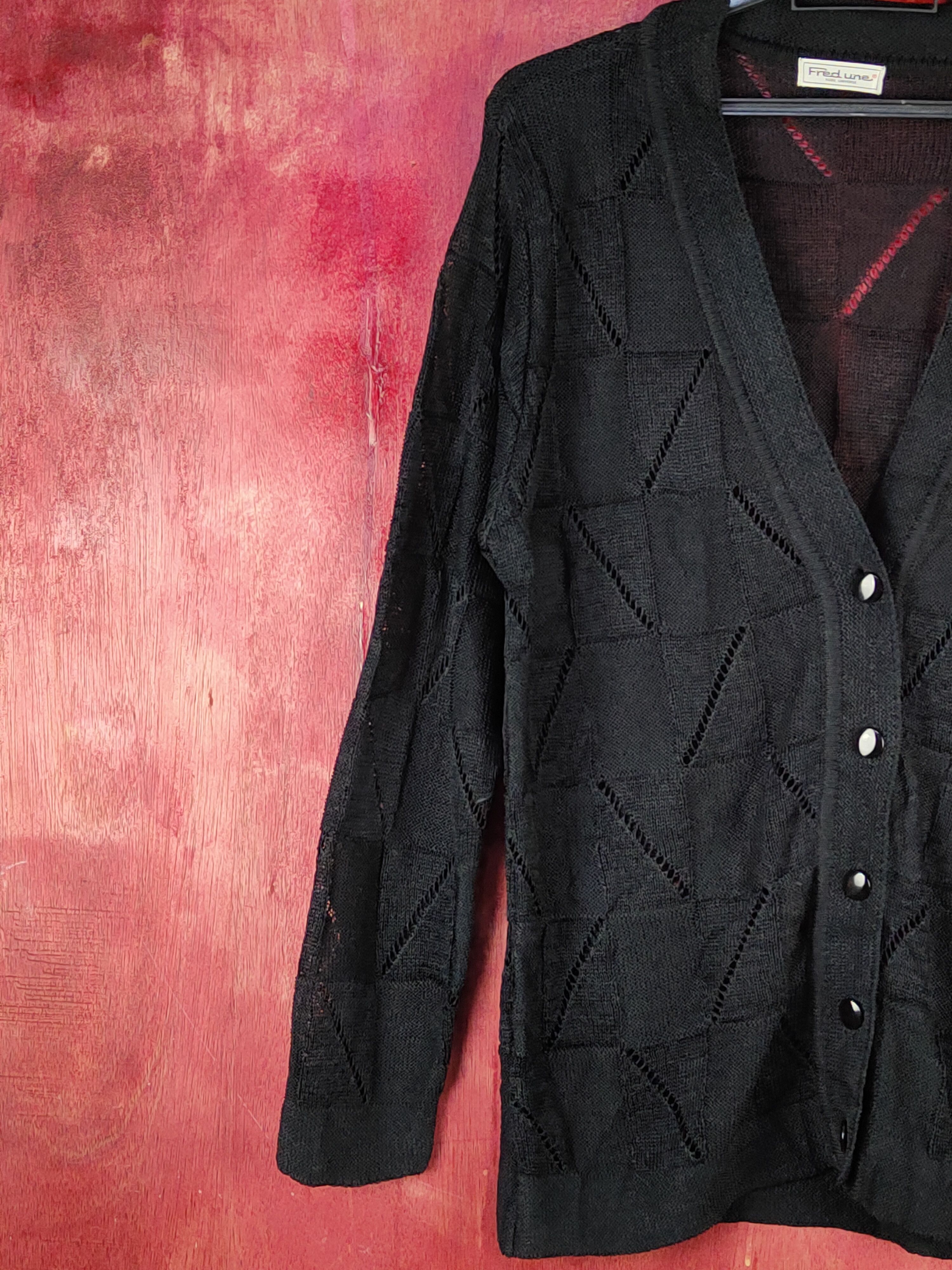 Japanese Brand Fredune-Kobe japan Crochet Meshnet Knitwear Cardigan #S1067 Size US L / EU 52-54 / 3 - 3 Thumbnail
