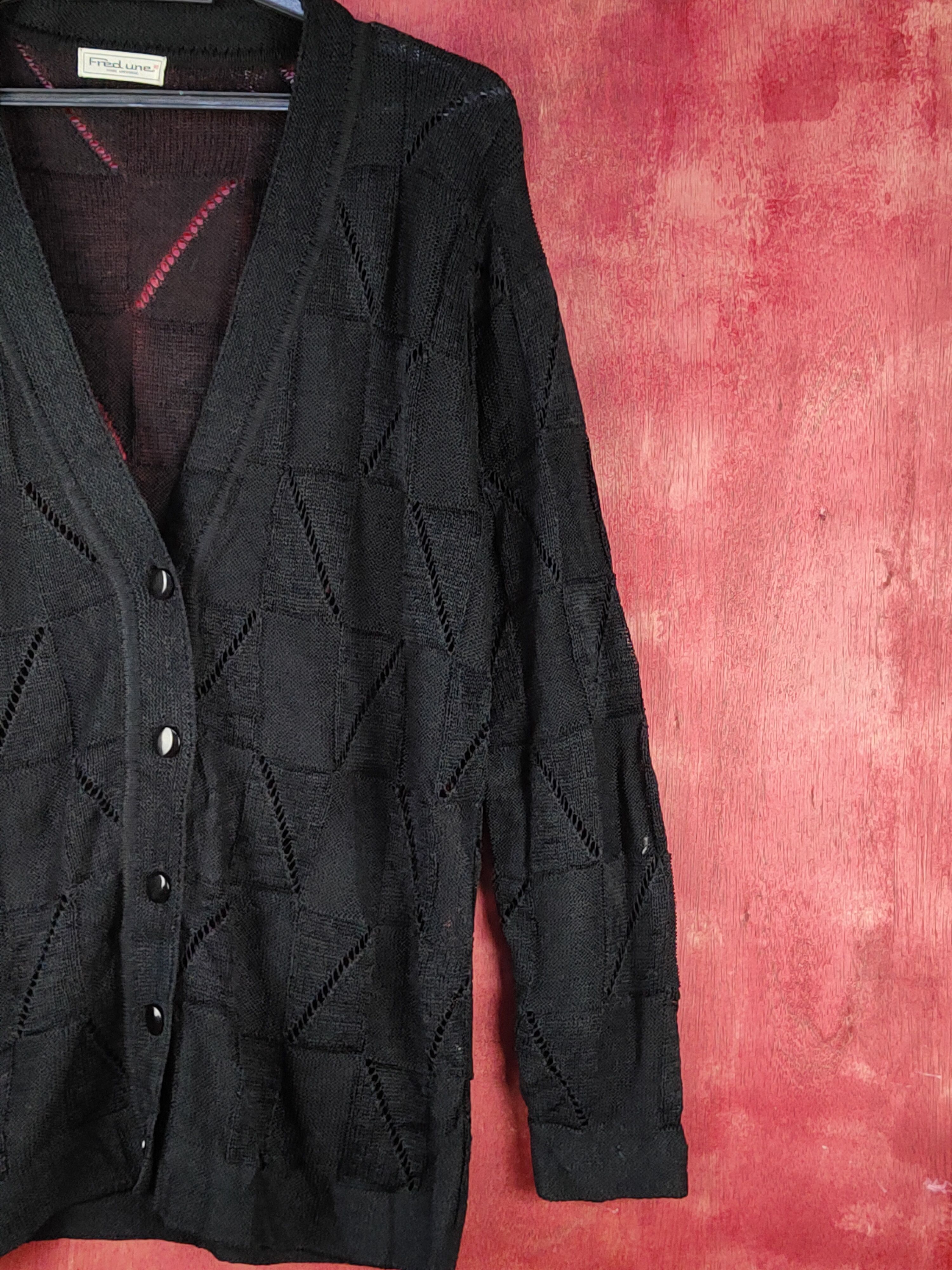 Japanese Brand Fredune-Kobe japan Crochet Meshnet Knitwear Cardigan #S1067 Size US L / EU 52-54 / 3 - 4 Thumbnail