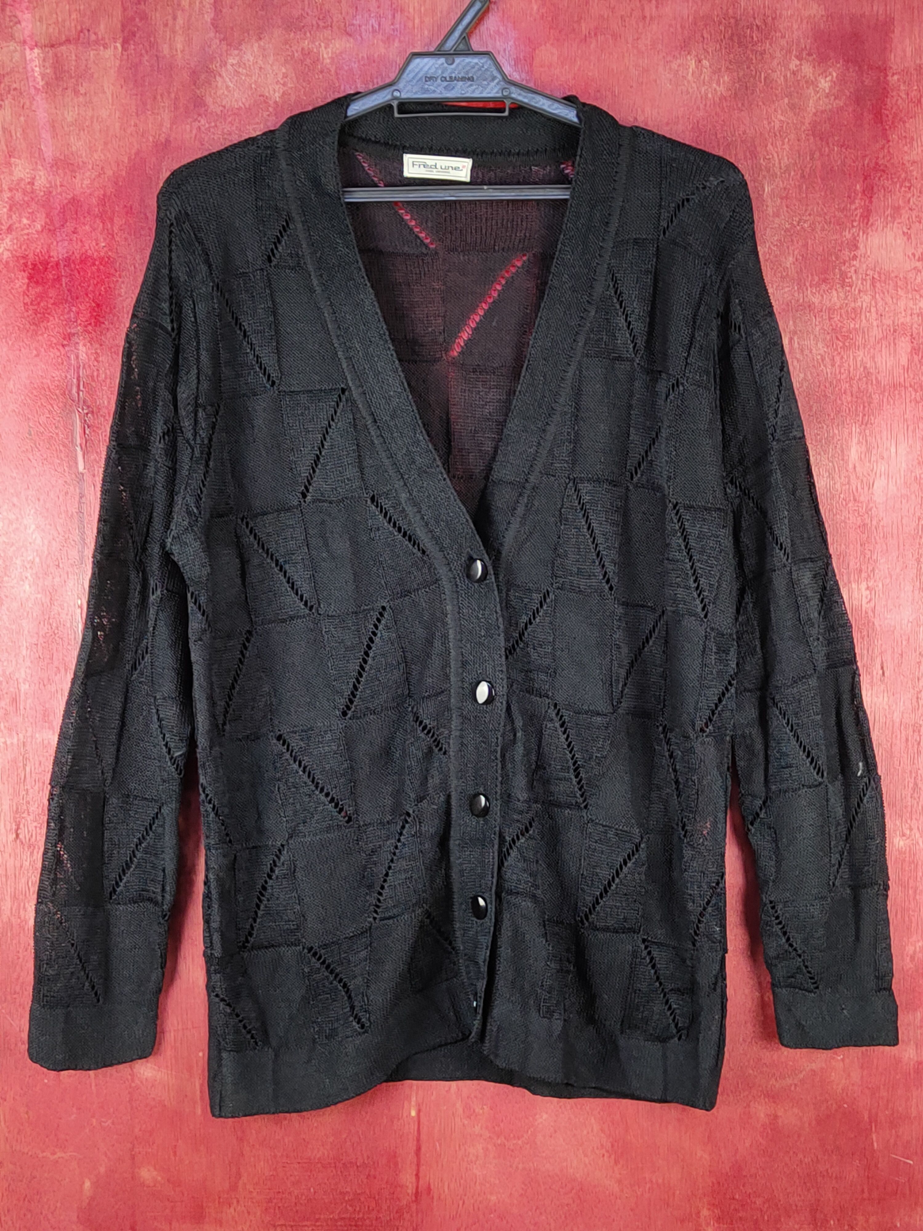 Japanese Brand Fredune-Kobe japan Crochet Meshnet Knitwear Cardigan #S1067 Size US L / EU 52-54 / 3 - 1 Thumbnail