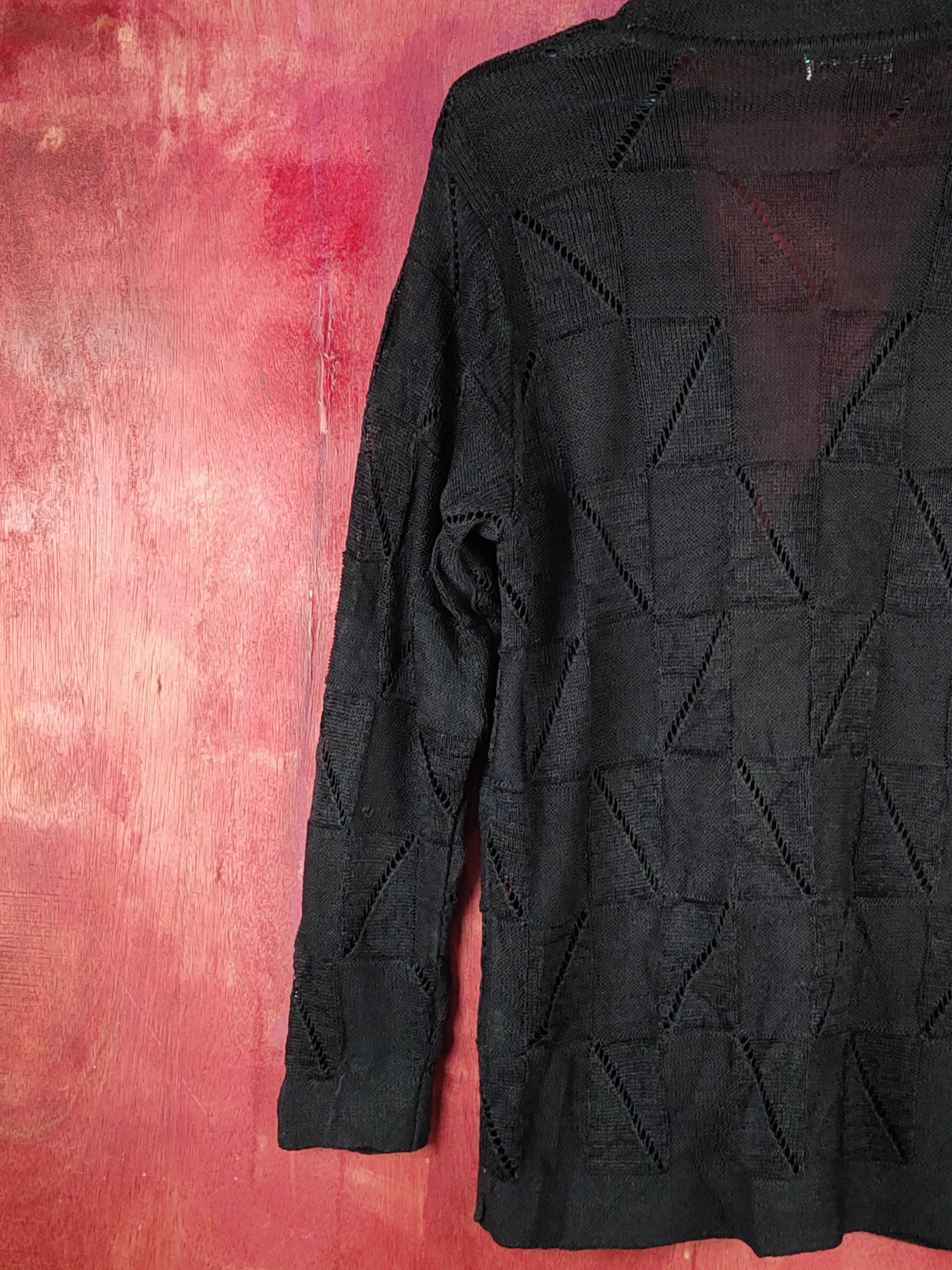 Japanese Brand Fredune-Kobe japan Crochet Meshnet Knitwear Cardigan #S1067 Size US L / EU 52-54 / 3 - 6 Thumbnail