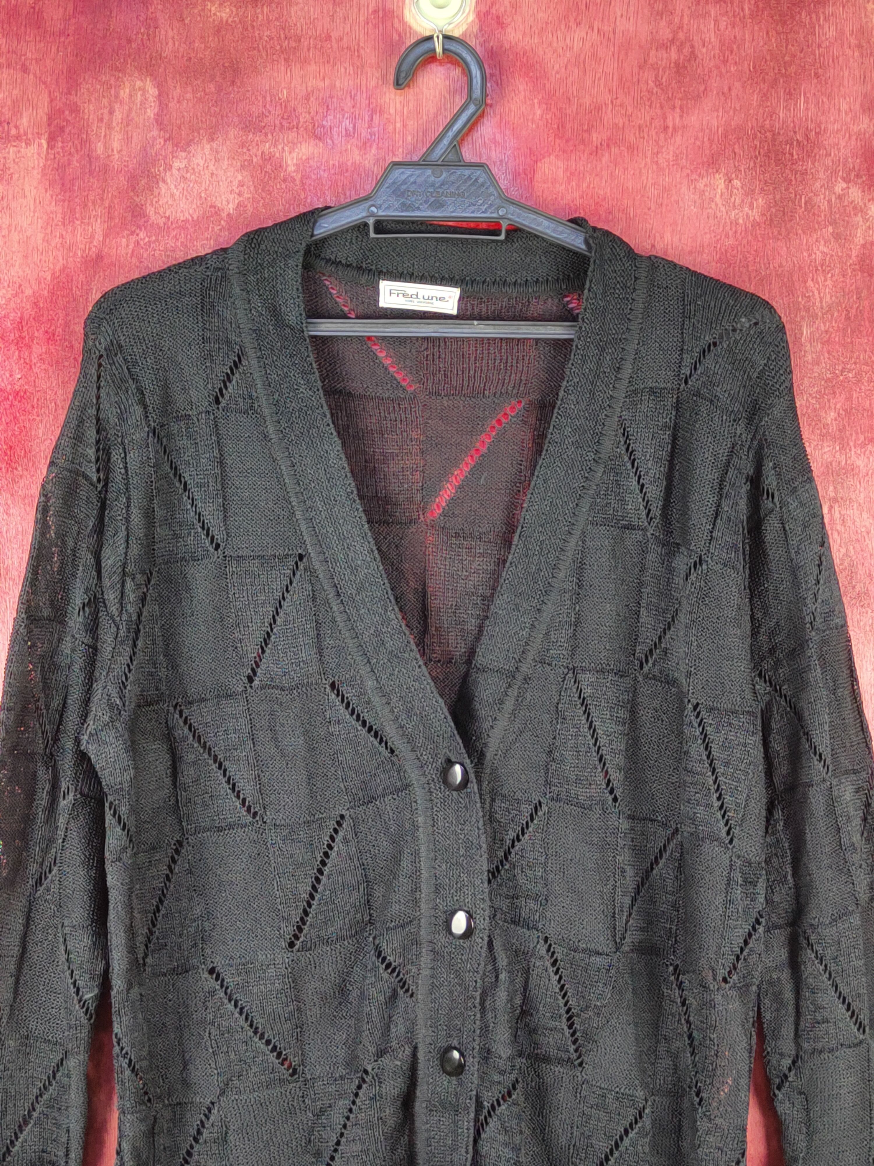 Japanese Brand Fredune-Kobe japan Crochet Meshnet Knitwear Cardigan #S1067 Size US L / EU 52-54 / 3 - 2 Thumbnail