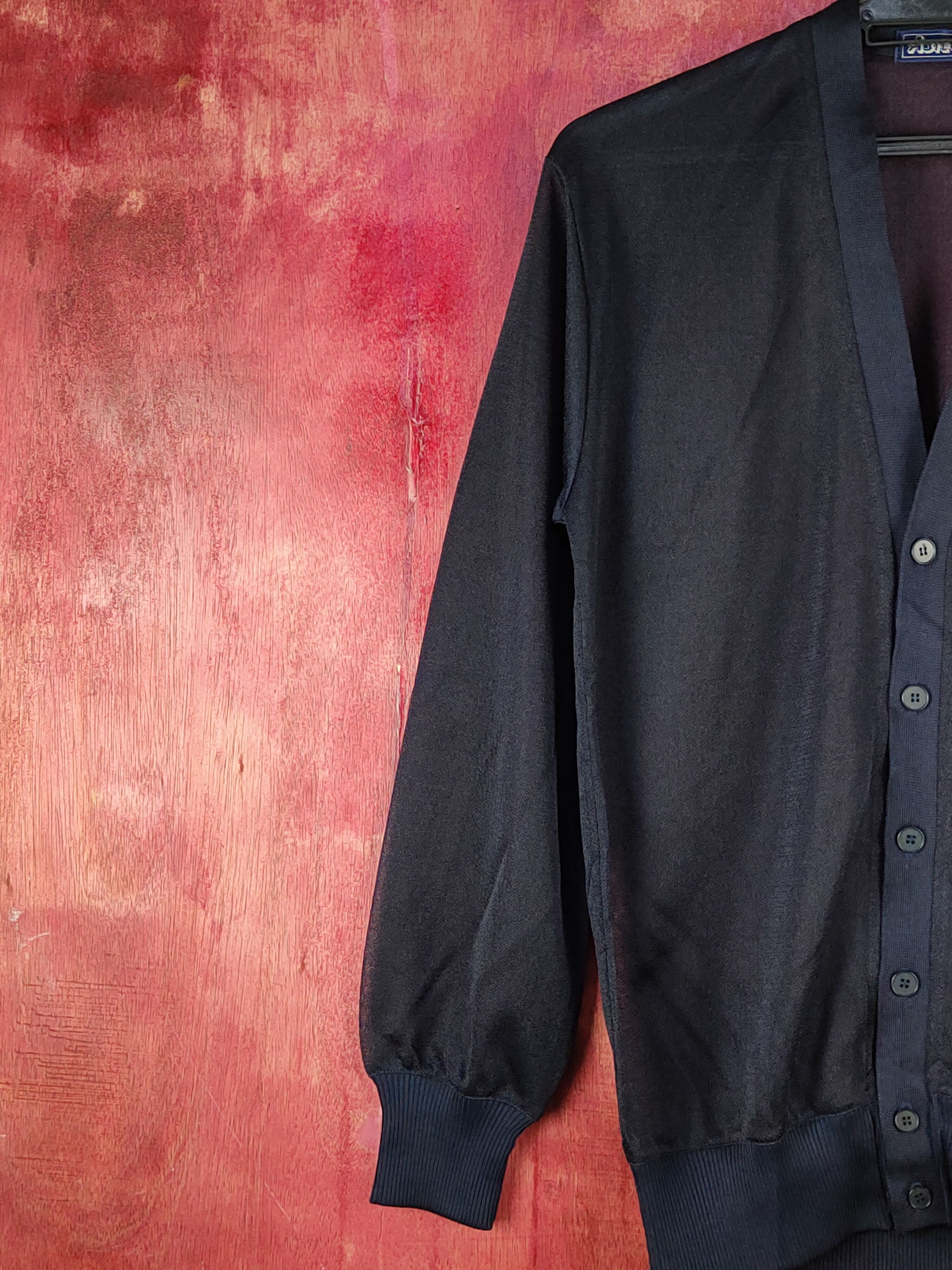 Japanese Brand Astec Live Navy Crochet Meshnet Knitwear Cardigan #S1068 Size M / US 6-8 / IT 42-44 - 3 Thumbnail
