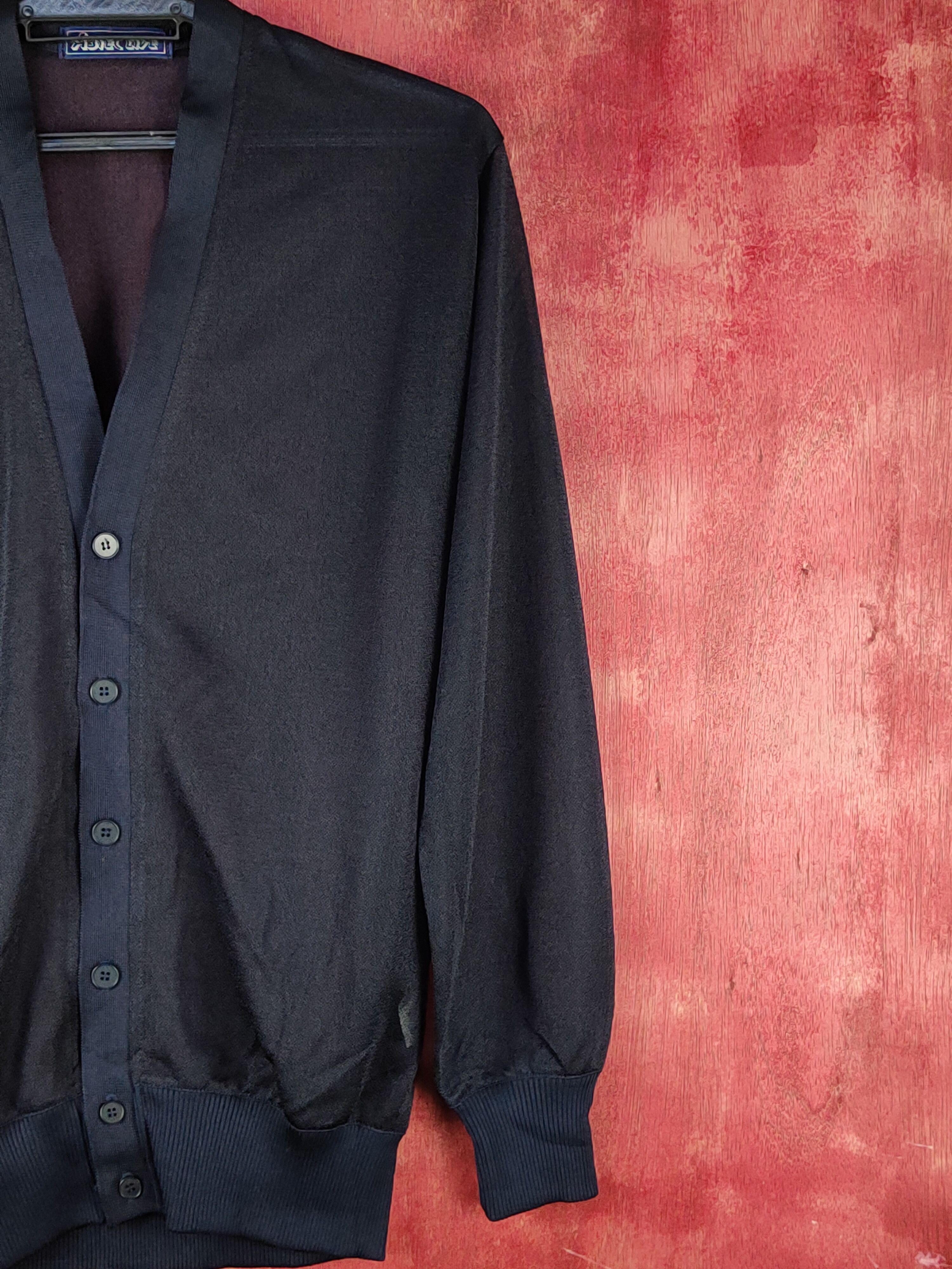 Japanese Brand Astec Live Navy Crochet Meshnet Knitwear Cardigan #S1068 Size M / US 6-8 / IT 42-44 - 4 Thumbnail