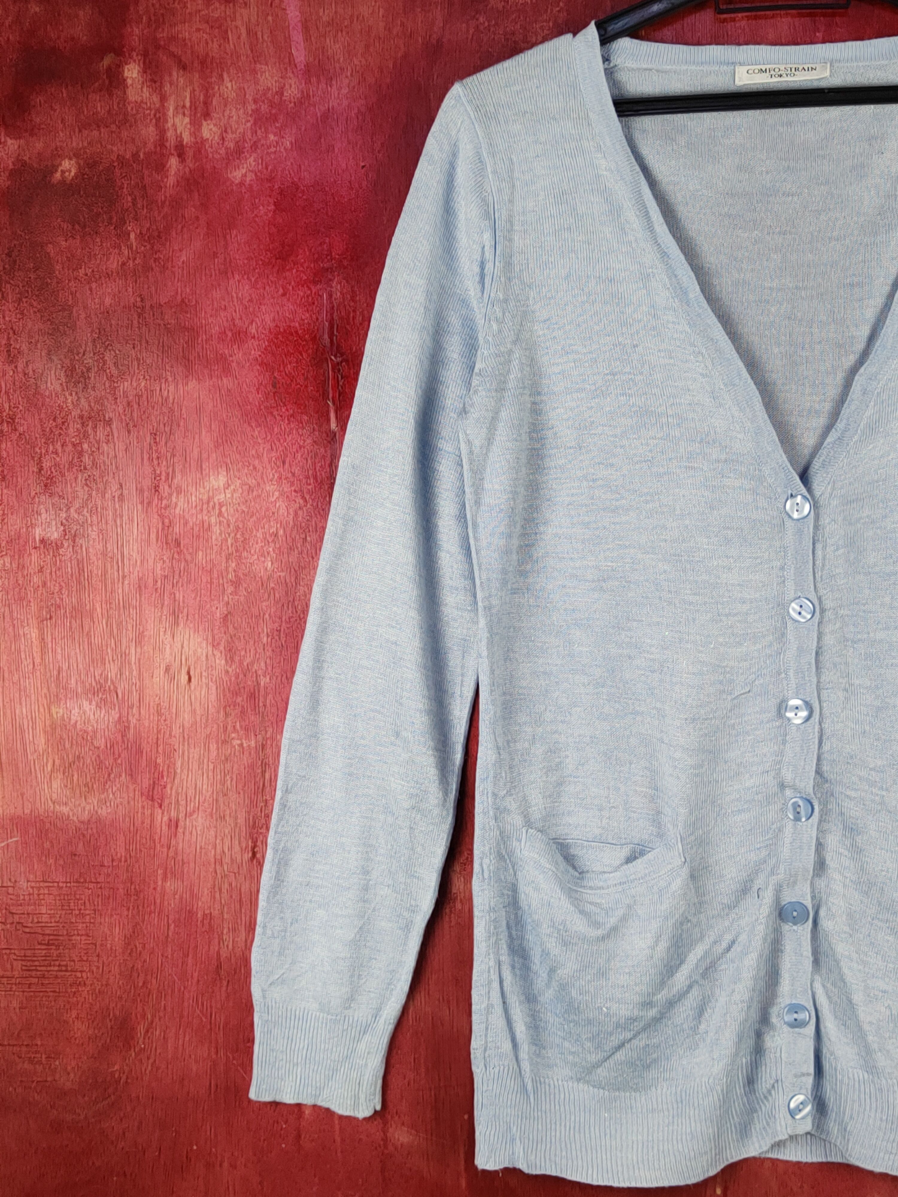 Japanese Brand × Vintage Comfo-Strain vintage Baby Blue Knitwear Cardigan #S1071 Size M / US 6-8 / IT 42-44 - 3 Thumbnail