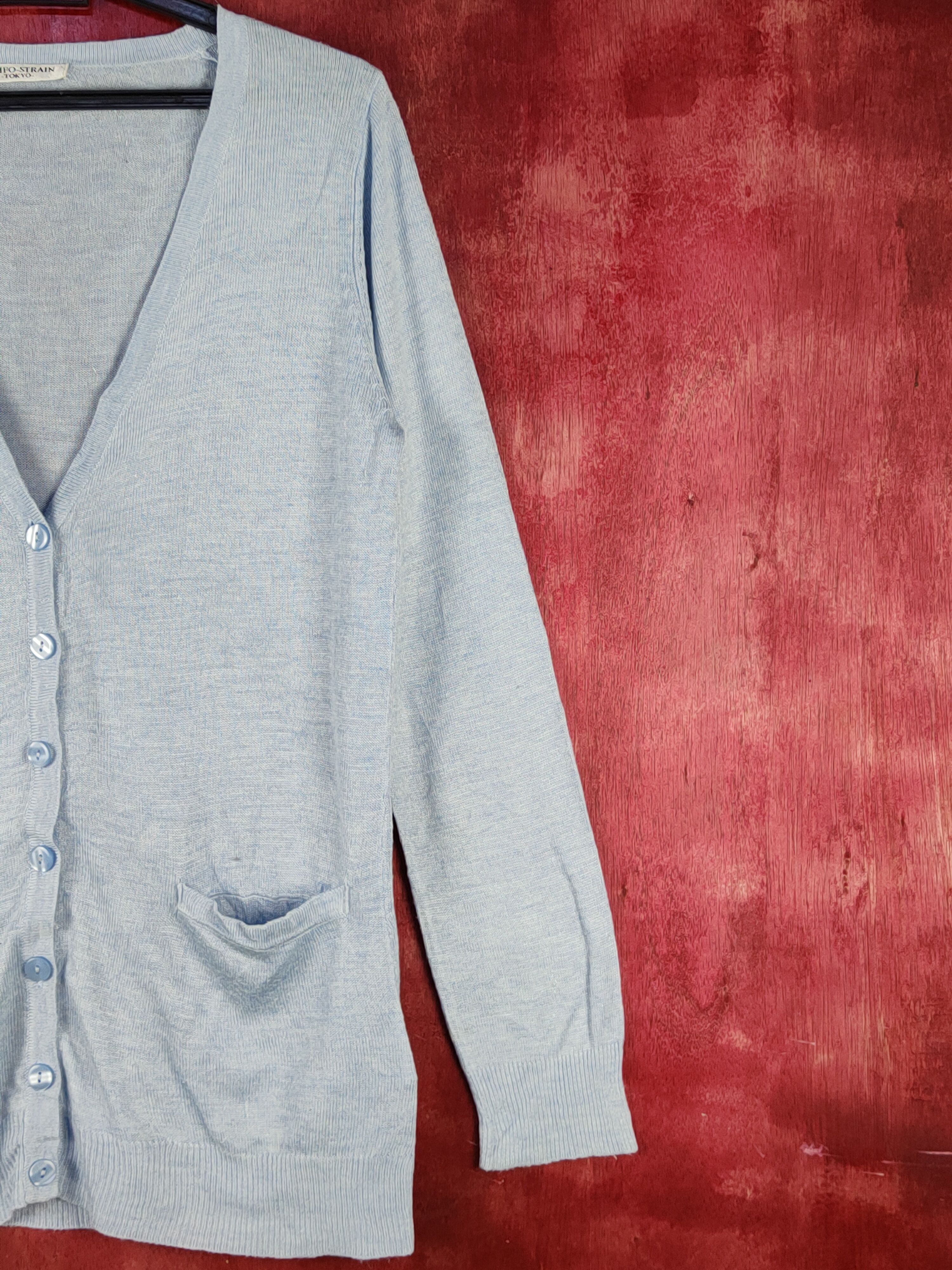 Japanese Brand × Vintage Comfo-Strain vintage Baby Blue Knitwear Cardigan #S1071 Size M / US 6-8 / IT 42-44 - 5 Thumbnail