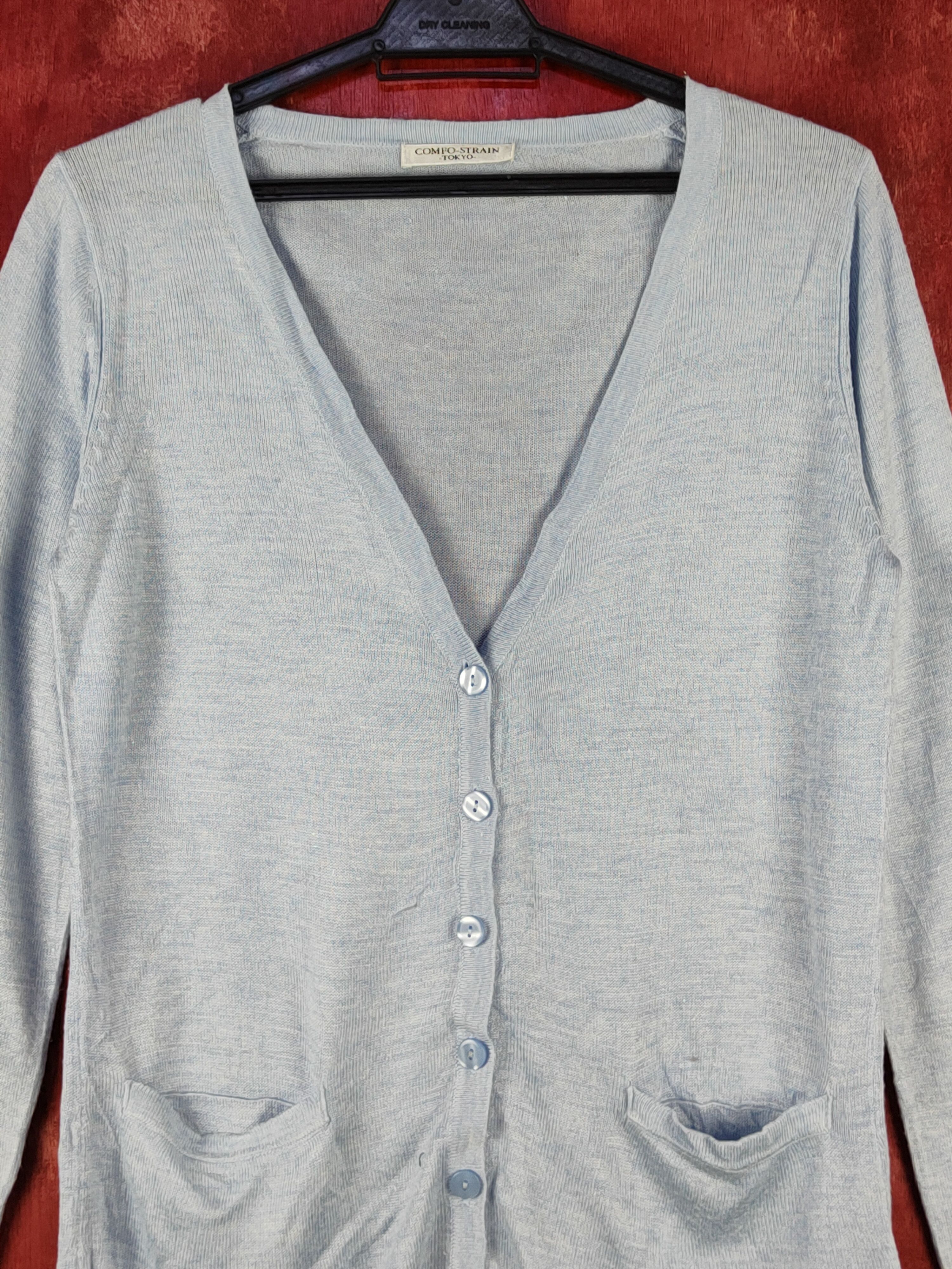 Japanese Brand × Vintage Comfo-Strain vintage Baby Blue Knitwear Cardigan #S1071 Size M / US 6-8 / IT 42-44 - 2 Thumbnail