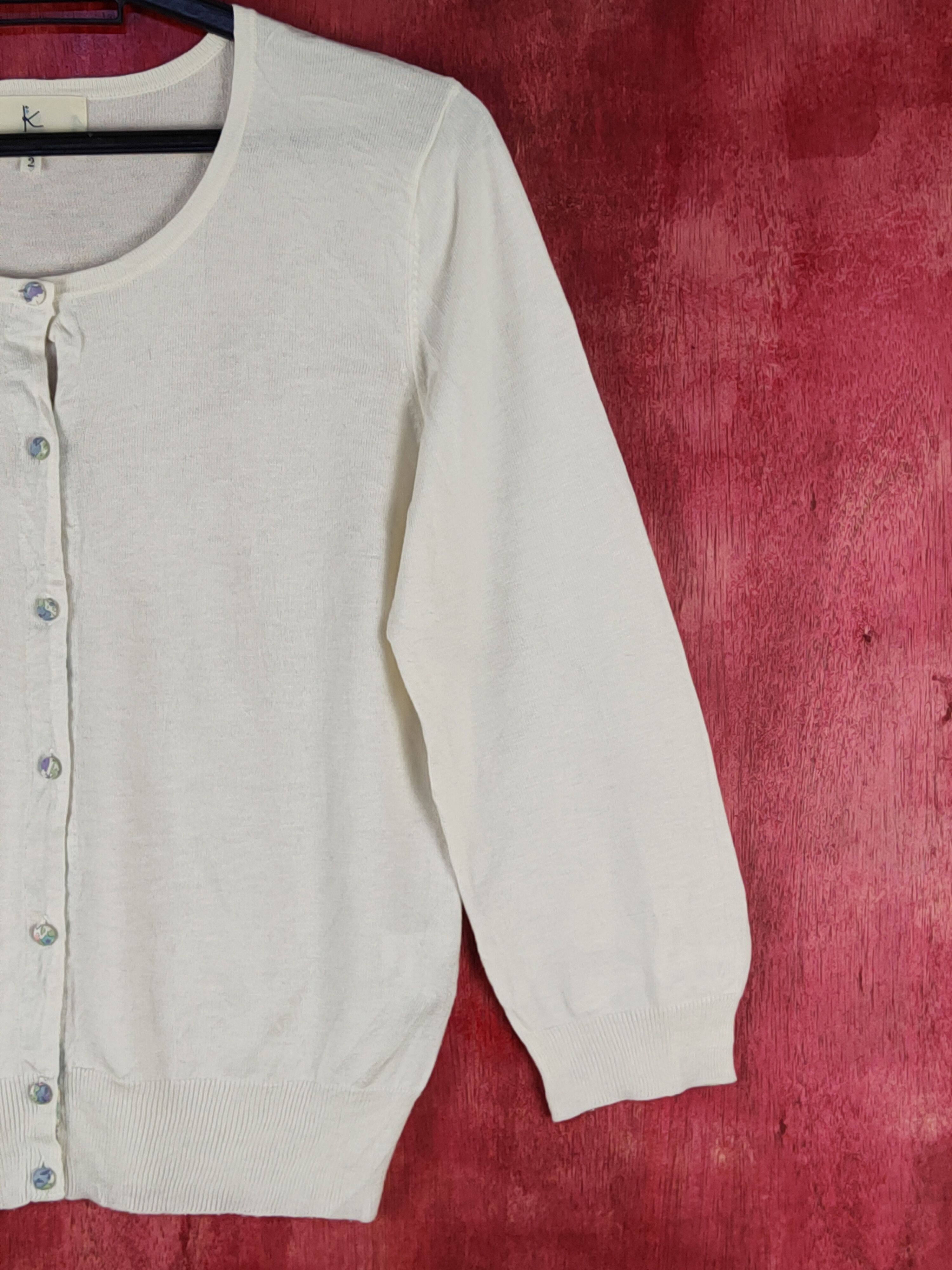 Japanese Brand × Vintage Kumikyoku Ivory Knitwear Cardigan #S1076 Size S / US 4 / IT 40 - 4 Thumbnail