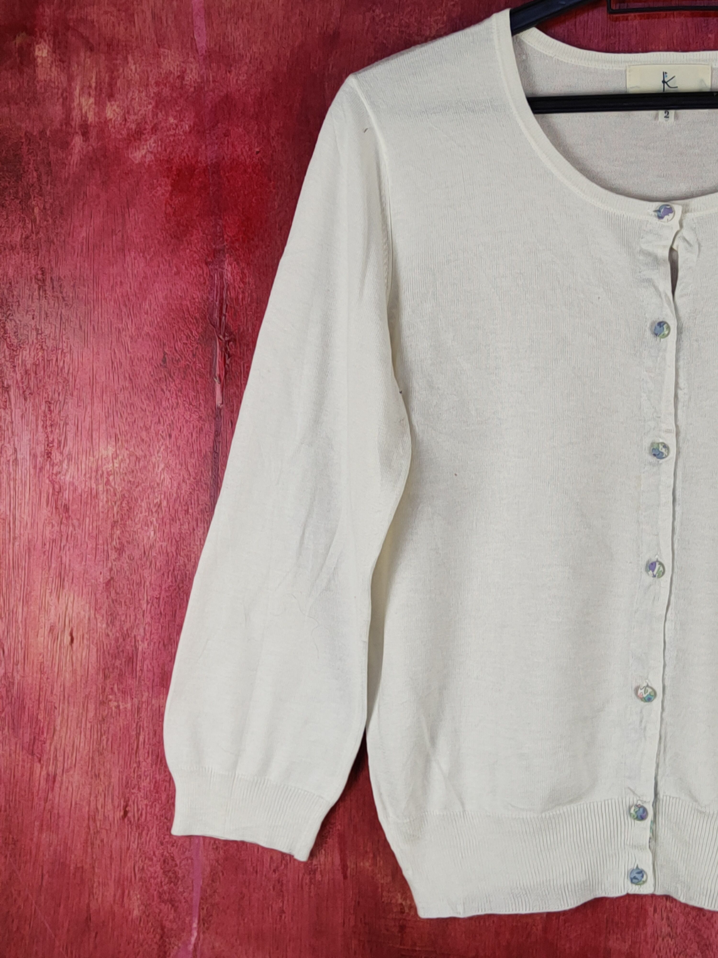 Japanese Brand × Vintage Kumikyoku Ivory Knitwear Cardigan #S1076 Size S / US 4 / IT 40 - 3 Thumbnail