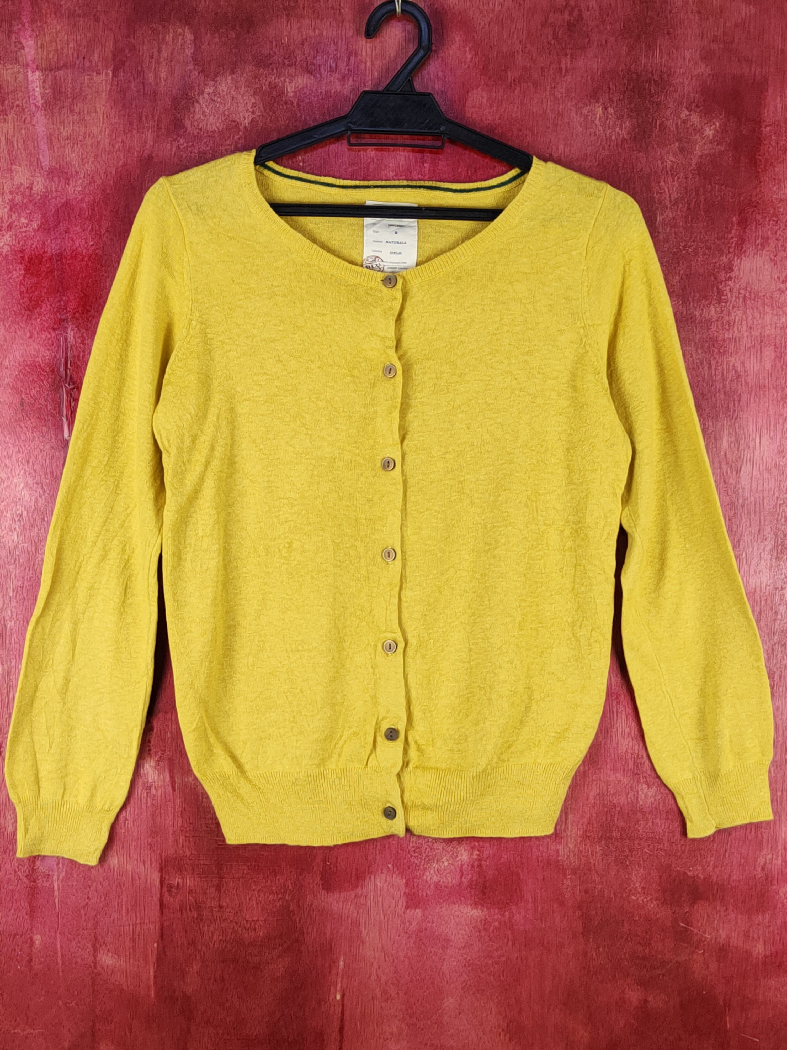 image of Blucielo Mustard Knitwear Cardigan S1077, Women's (Size Medium)
