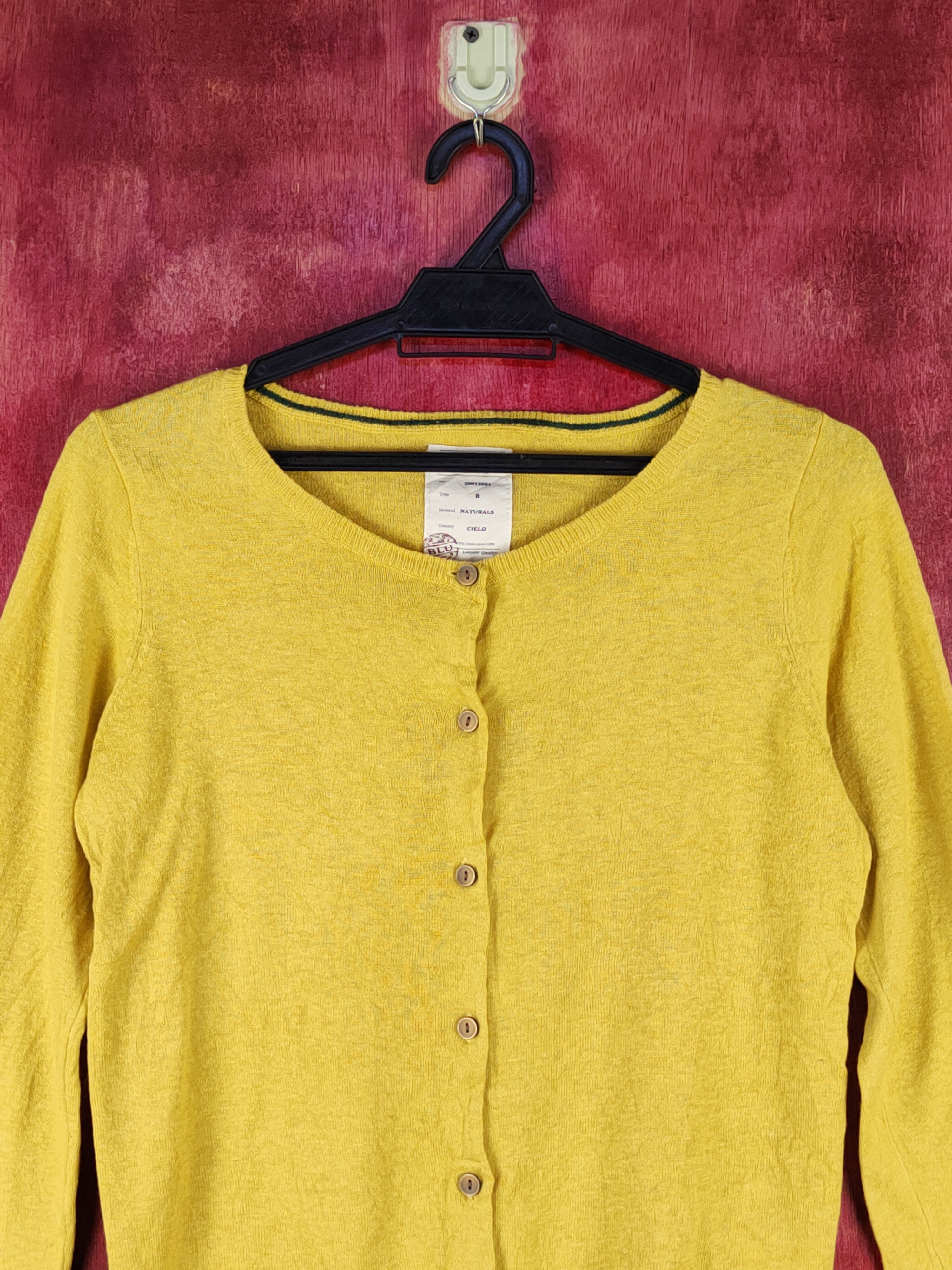 Japanese Brand Blucielo Mustard Knitwear Cardigan #S1077 Size M / US 6-8 / IT 42-44 - 2 Thumbnail