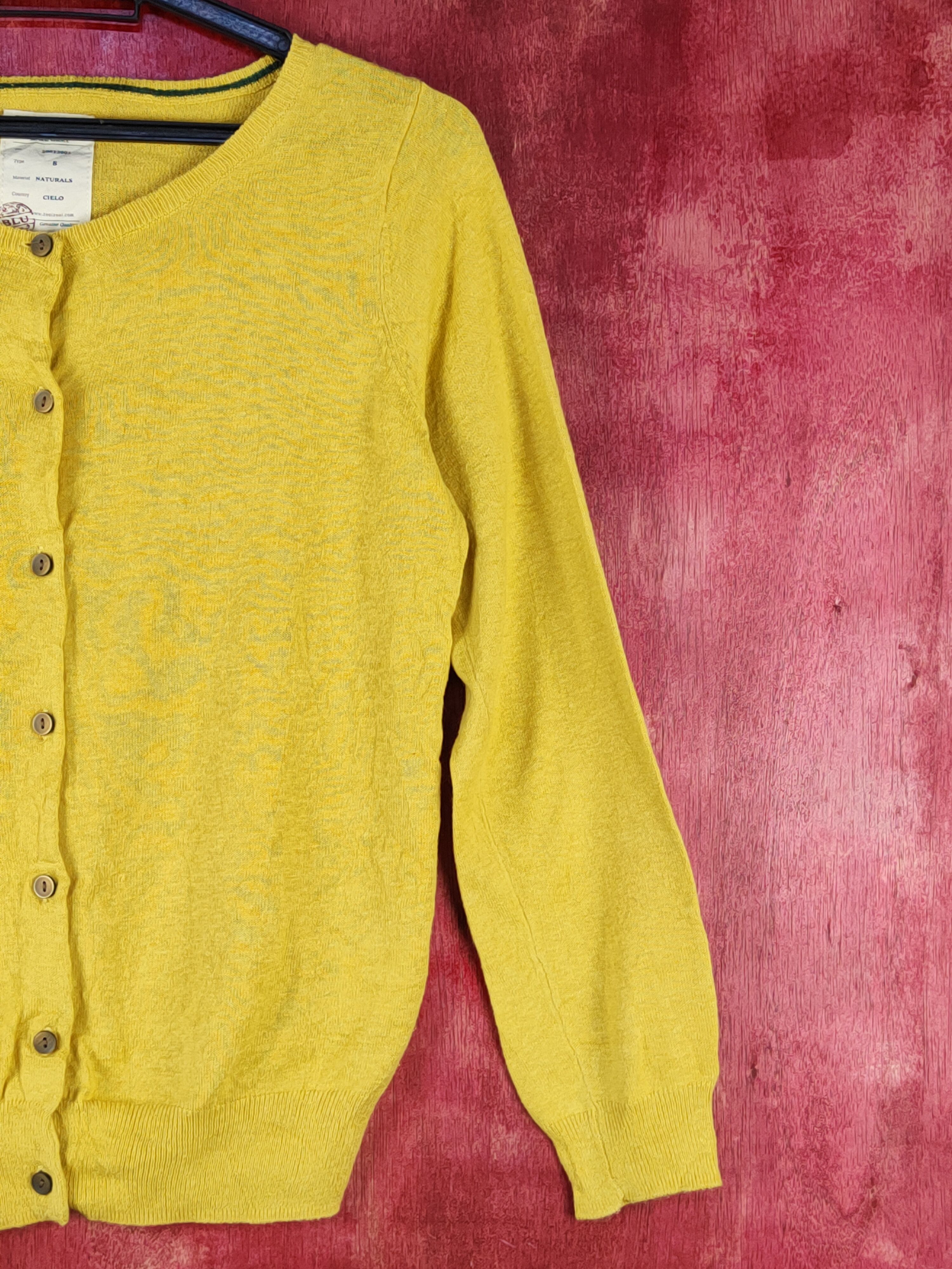 Japanese Brand Blucielo Mustard Knitwear Cardigan #S1077 Size M / US 6-8 / IT 42-44 - 4 Thumbnail