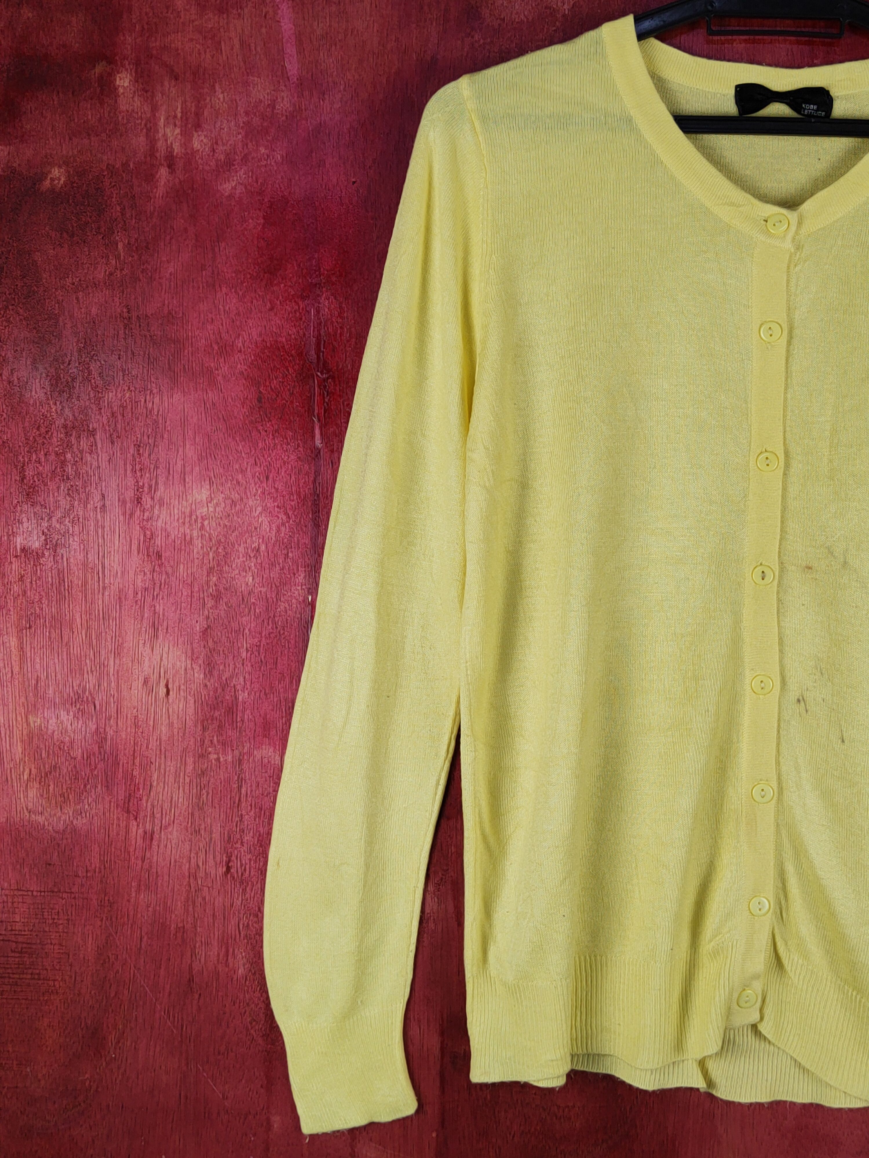 Japanese Brand Kobe Lettuce Yellow Knitwear Cardigan #S1079 Size M / US 6-8 / IT 42-44 - 3 Thumbnail