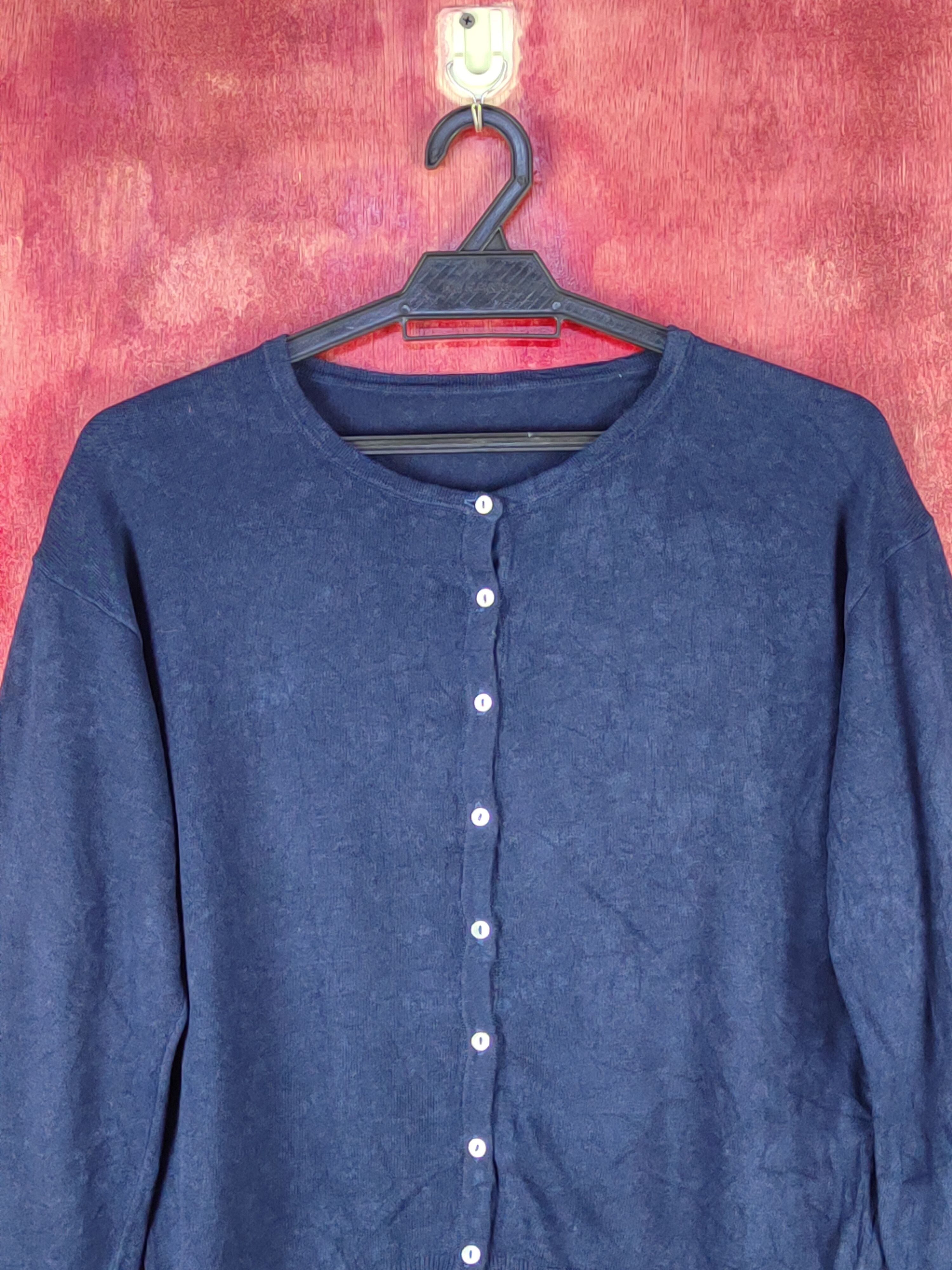 Japanese Brand Earth Mucis & Ecology Navy Knitwear Crop Tops #S1082 Size M / US 6-8 / IT 42-44 - 2 Thumbnail