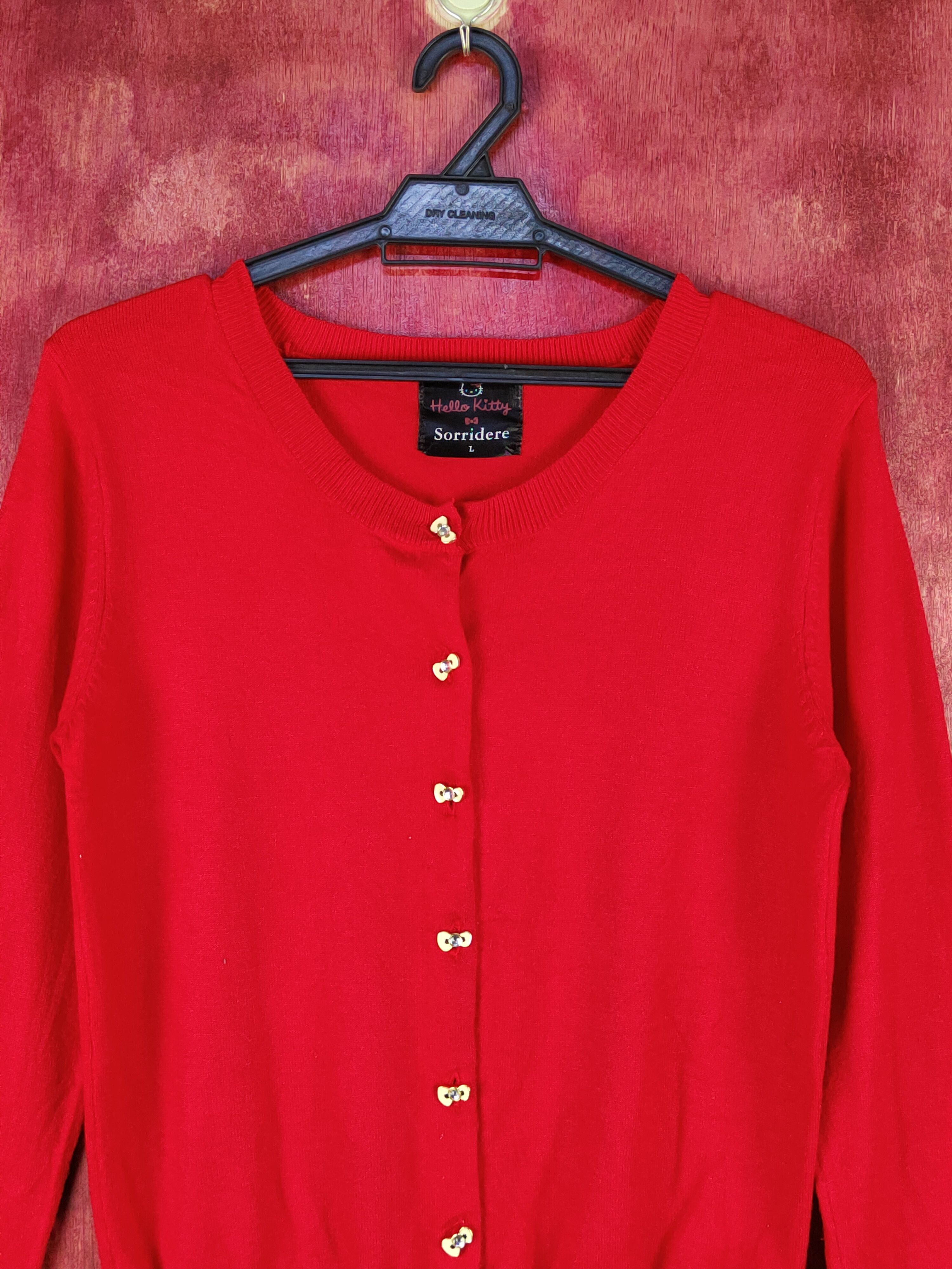 Cartoon Network Sorridere-Hello Kitty Red Knitwear Cardigan #S1083 Size M / US 6-8 / IT 42-44 - 2 Thumbnail