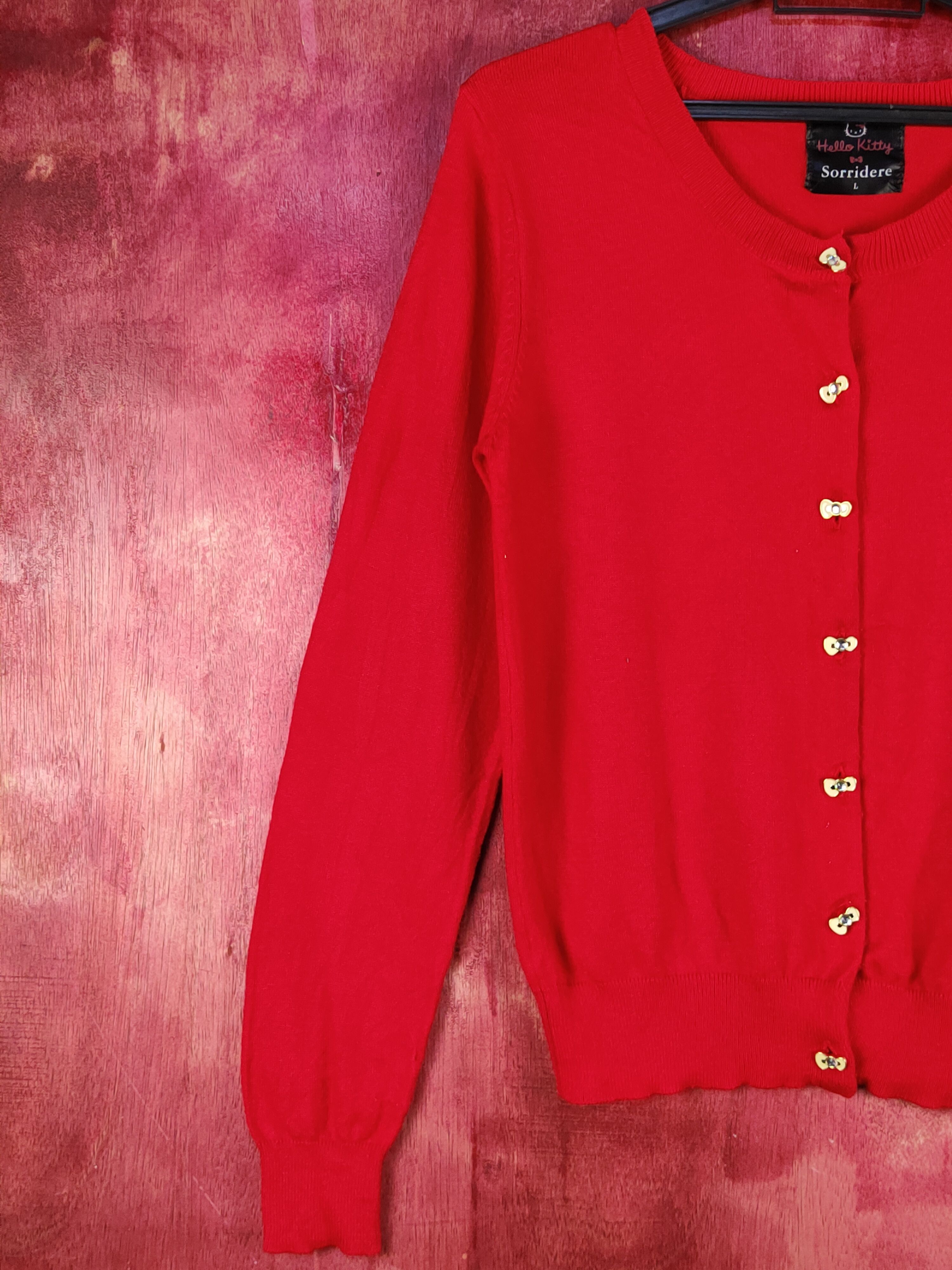 Cartoon Network Sorridere-Hello Kitty Red Knitwear Cardigan #S1083 Size M / US 6-8 / IT 42-44 - 3 Thumbnail