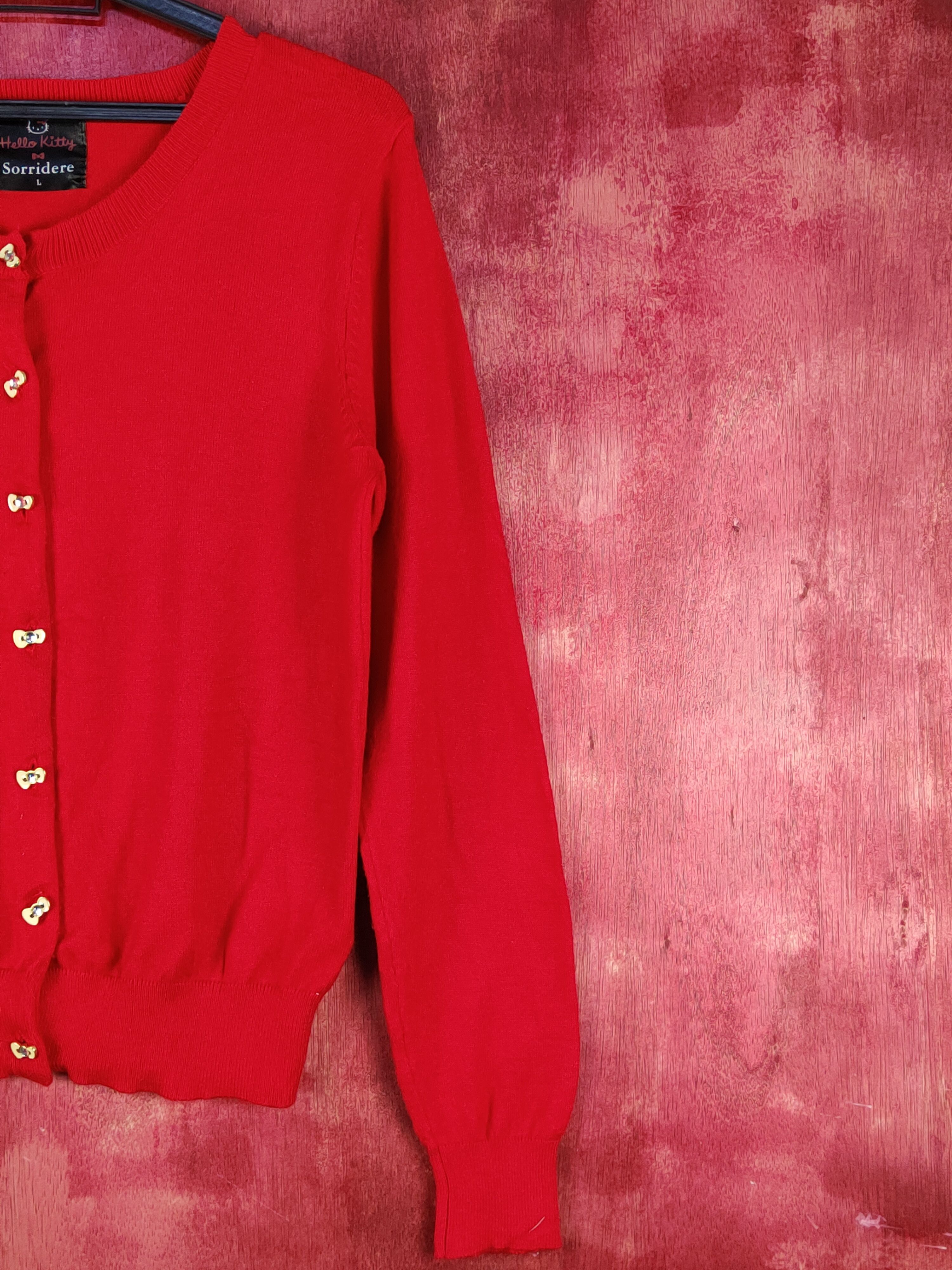 Cartoon Network Sorridere-Hello Kitty Red Knitwear Cardigan #S1083 Size M / US 6-8 / IT 42-44 - 4 Thumbnail
