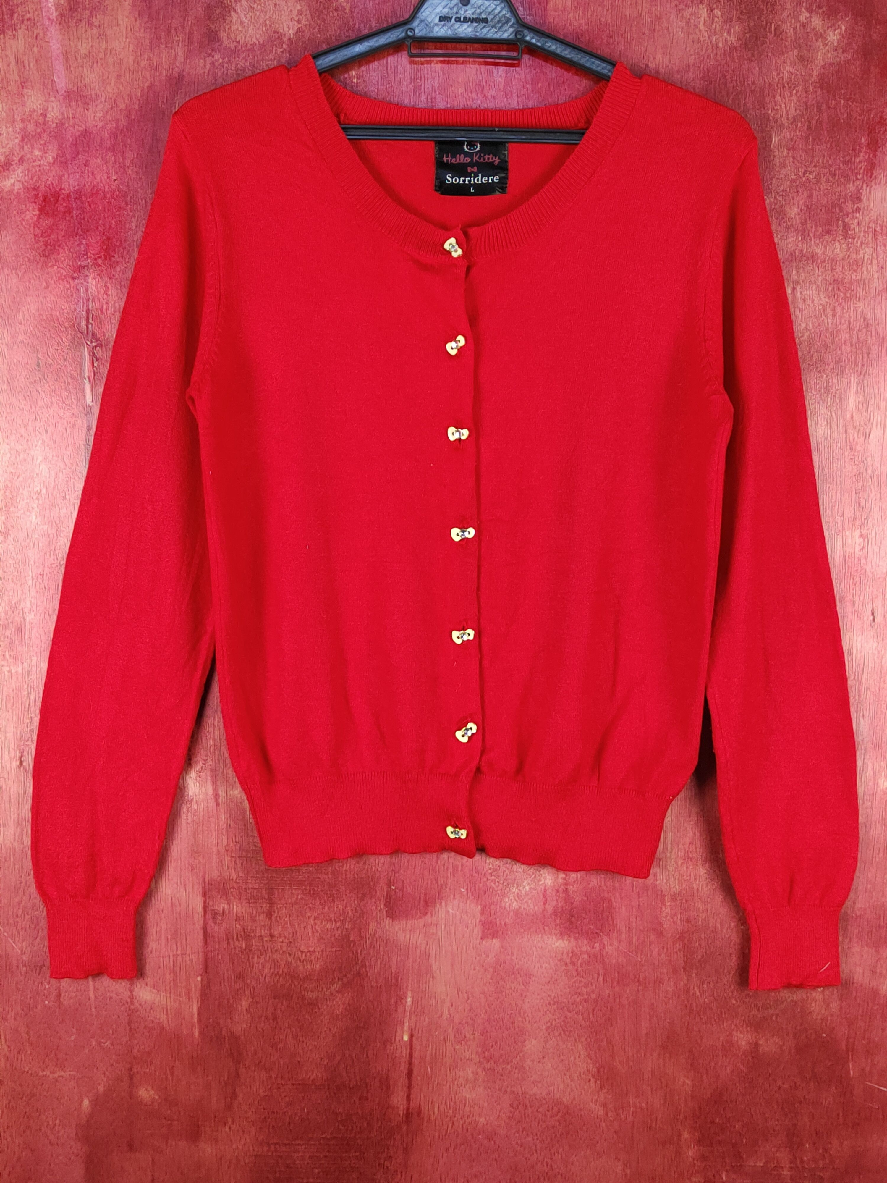 Cartoon Network Sorridere-Hello Kitty Red Knitwear Cardigan #S1083 Size M / US 6-8 / IT 42-44 - 1 Thumbnail