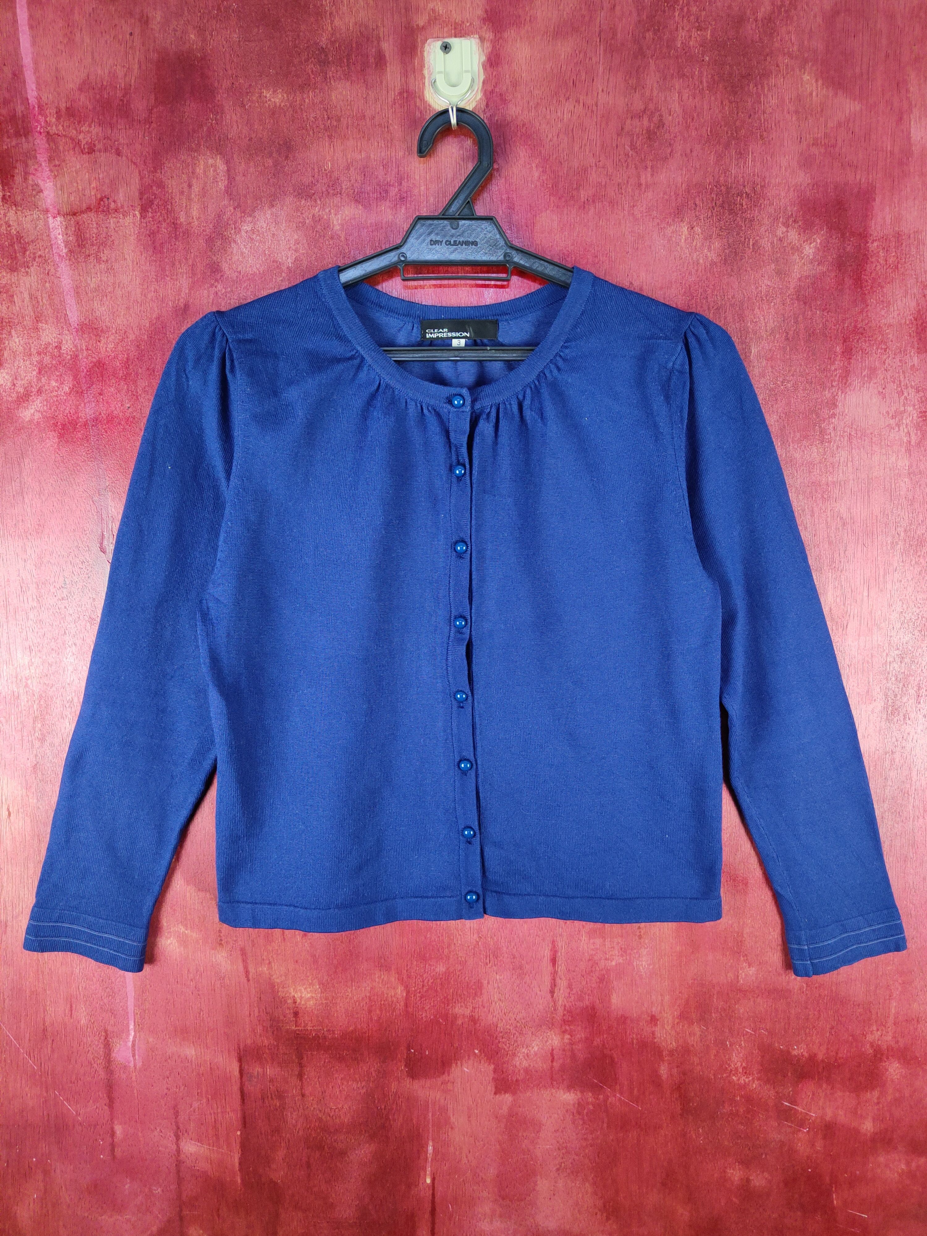 Japanese Brand Clear Impression Dark Blue Knitwear Cardigan #S1086 Size S / US 4 / IT 40 - 1 Thumbnail