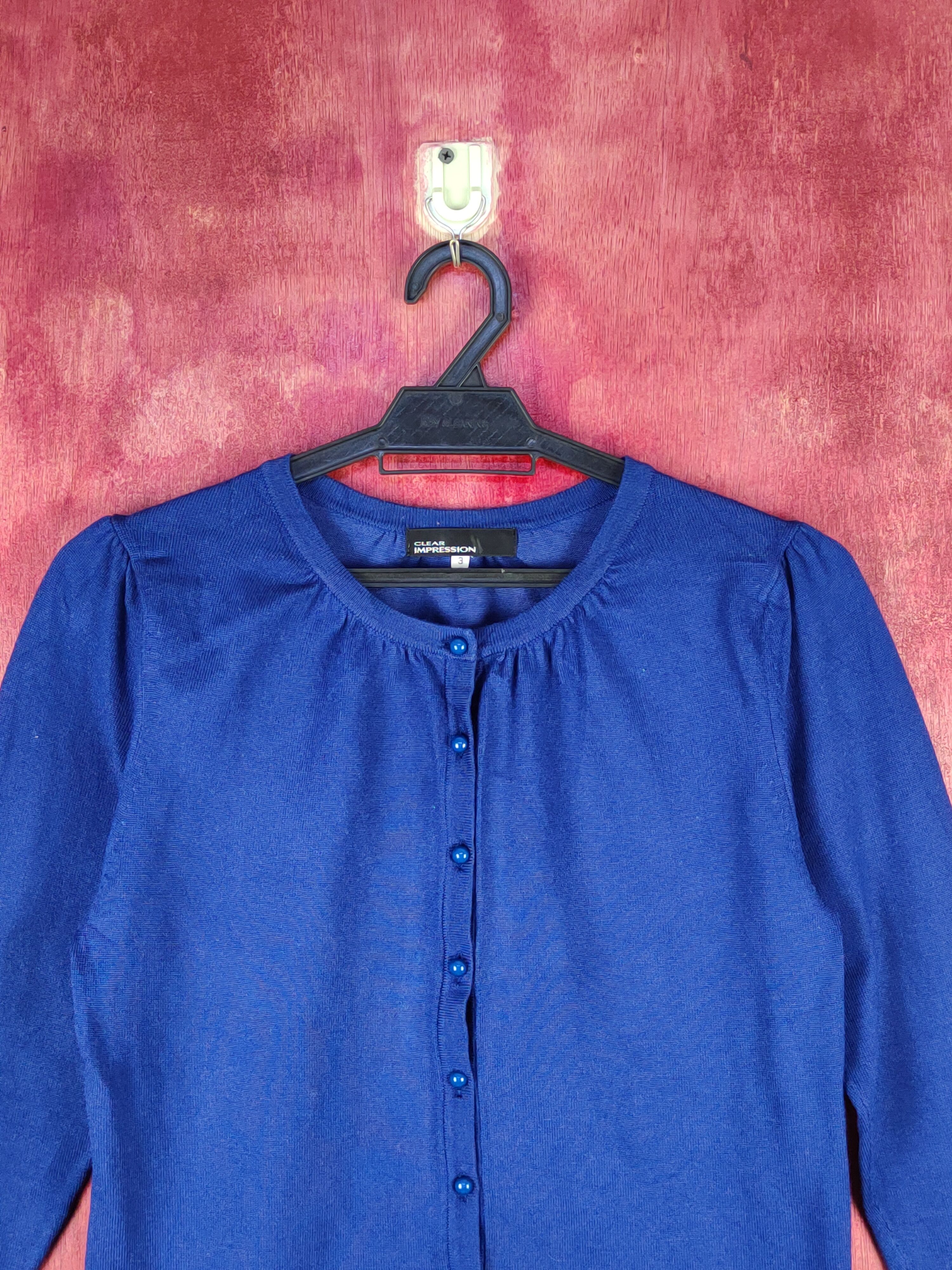 Japanese Brand Clear Impression Dark Blue Knitwear Cardigan #S1086 Size S / US 4 / IT 40 - 2 Thumbnail