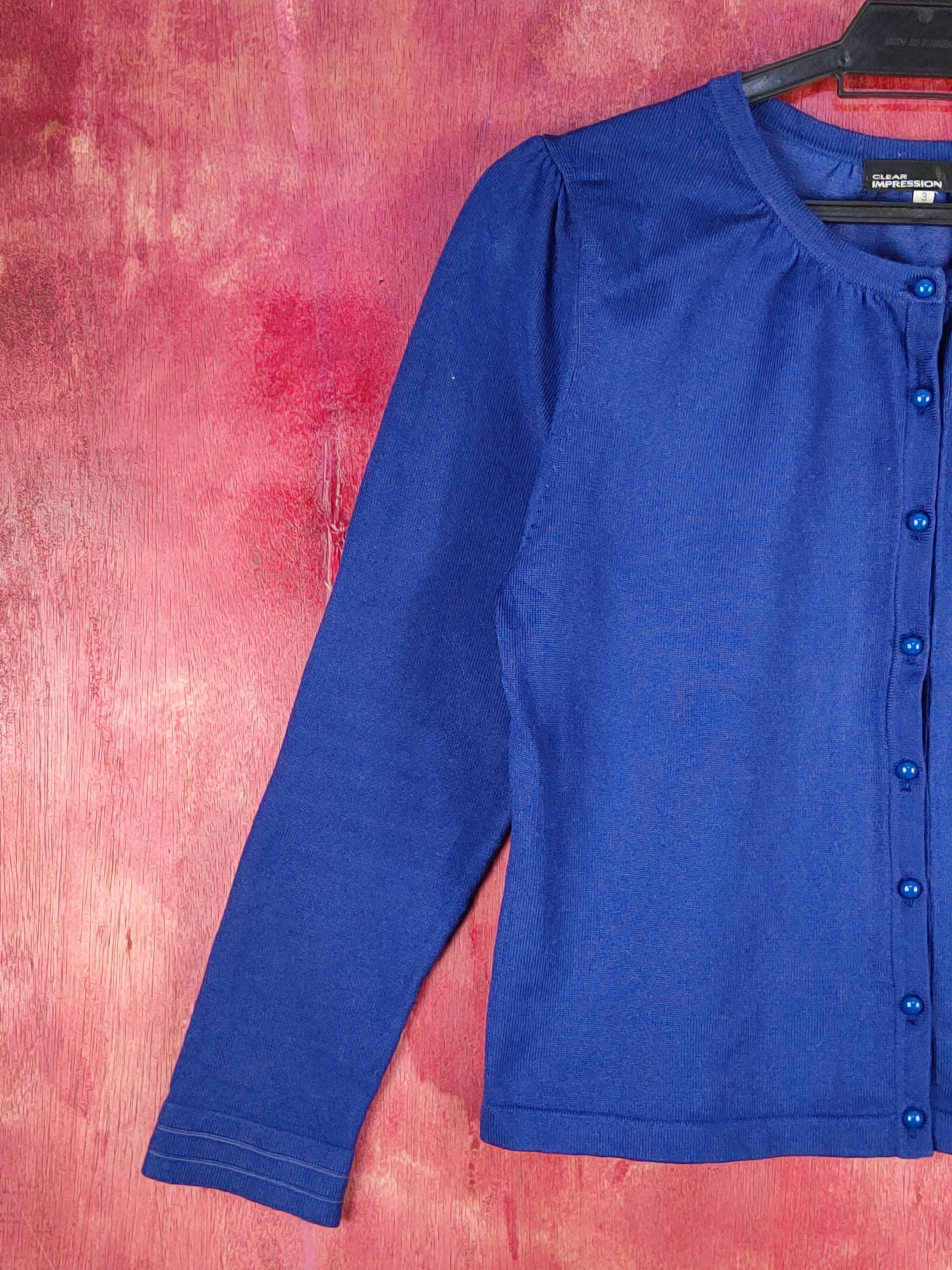 Japanese Brand Clear Impression Dark Blue Knitwear Cardigan #S1086 Size S / US 4 / IT 40 - 3 Thumbnail