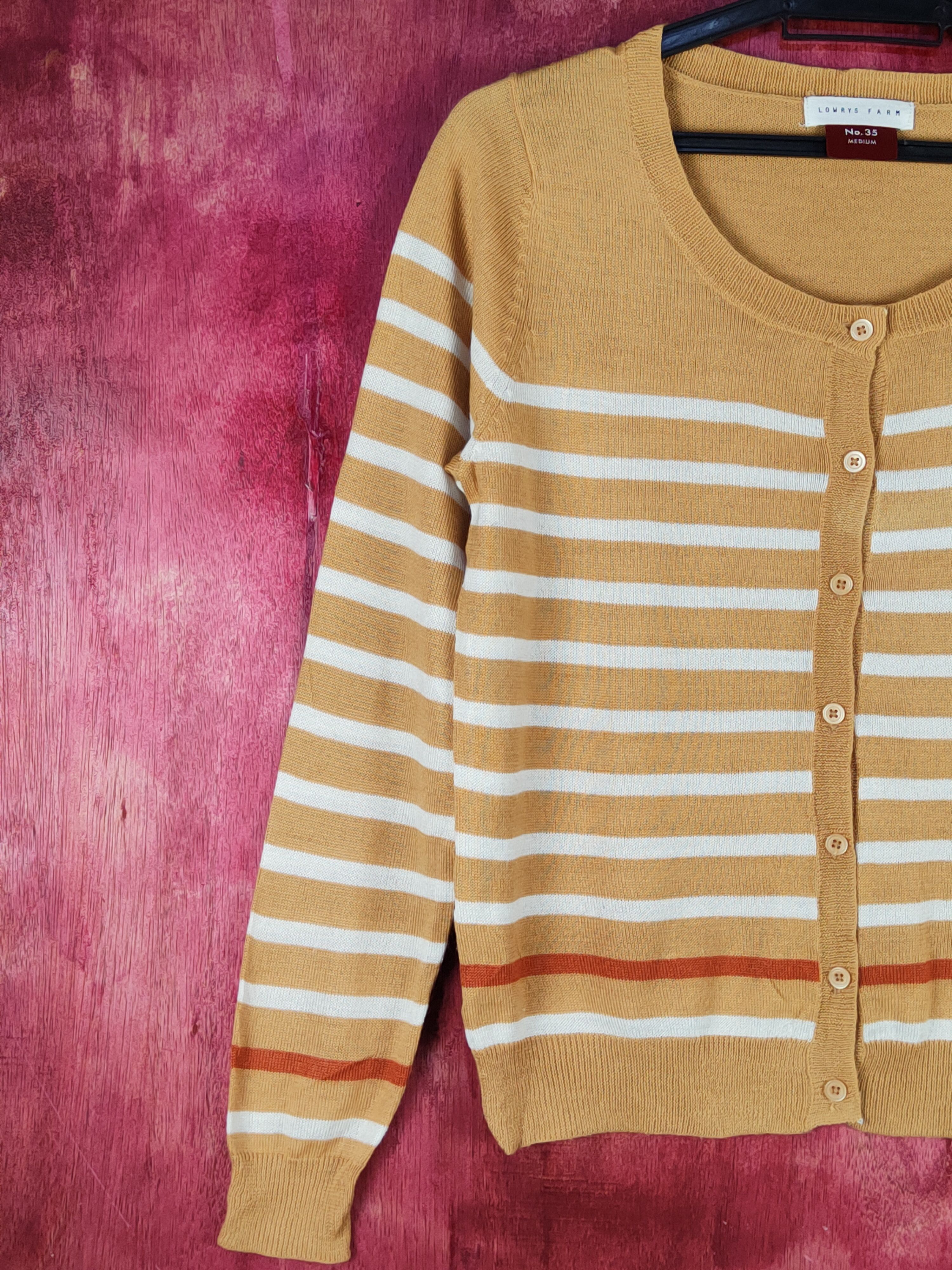 Japanese Brand Lowrys Farm Brown Stripe Knitwear Cardigan #S1088 Size M / US 6-8 / IT 42-44 - 3 Thumbnail