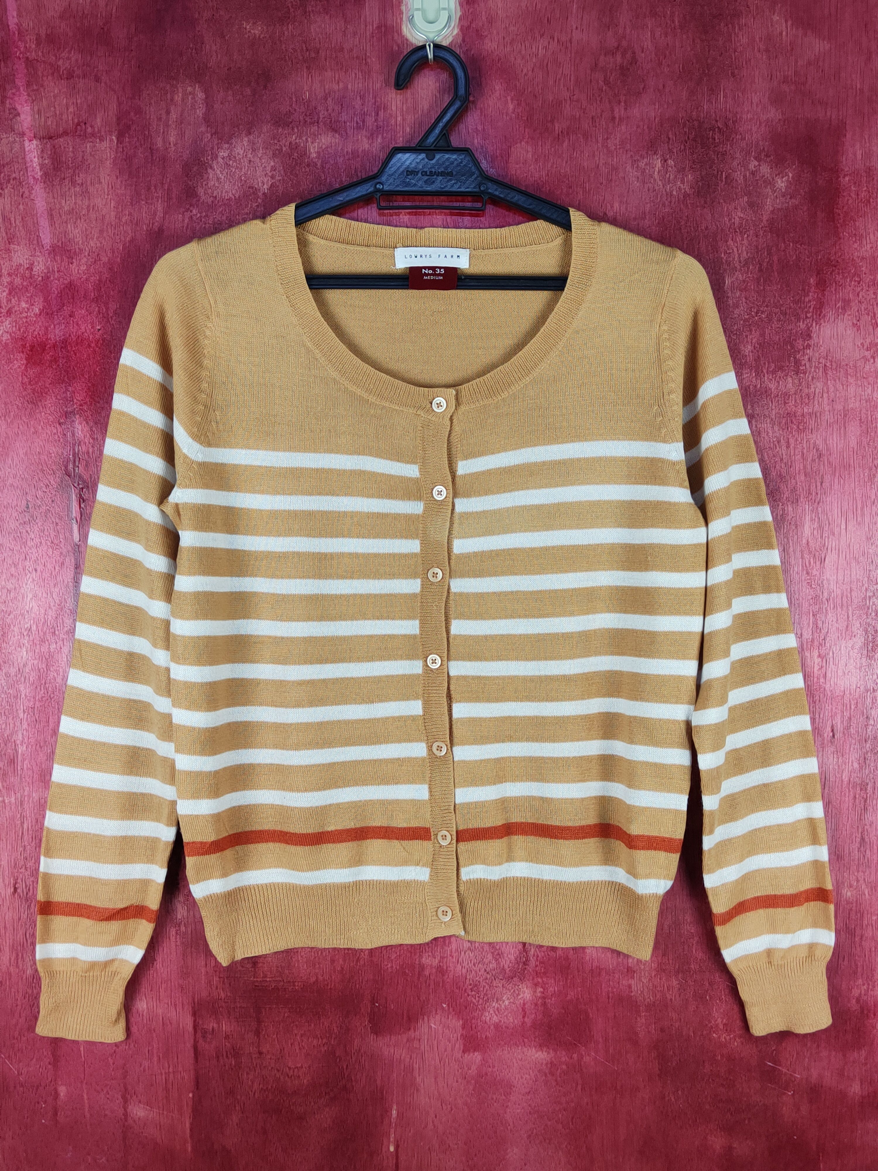 Japanese Brand Lowrys Farm Brown Stripe Knitwear Cardigan #S1088 Size M / US 6-8 / IT 42-44 - 1 Thumbnail