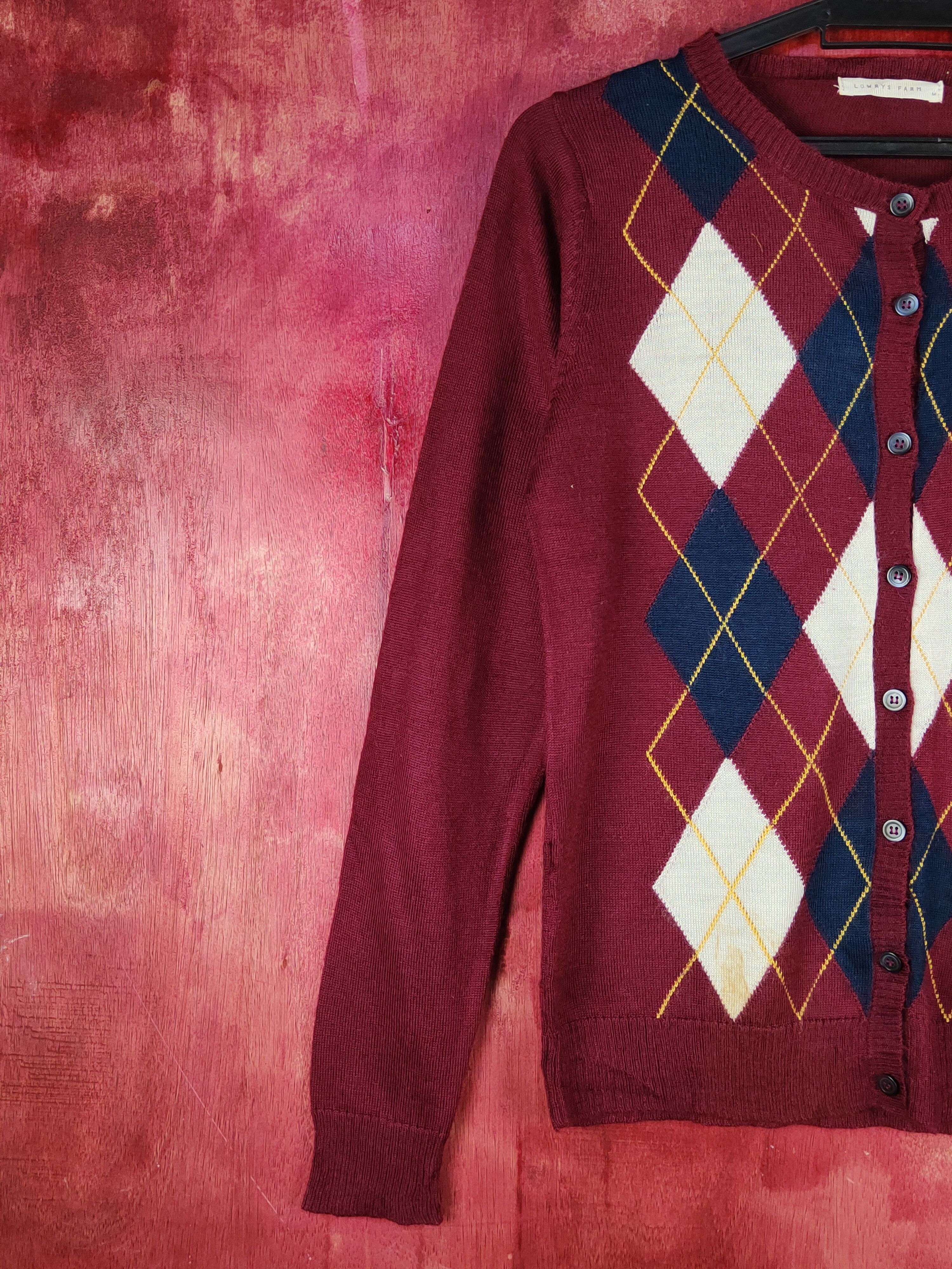 Japanese Brand Lowrys Farm Dark Purple Knitwear Cardigan #S1089 Size M / US 6-8 / IT 42-44 - 3 Thumbnail