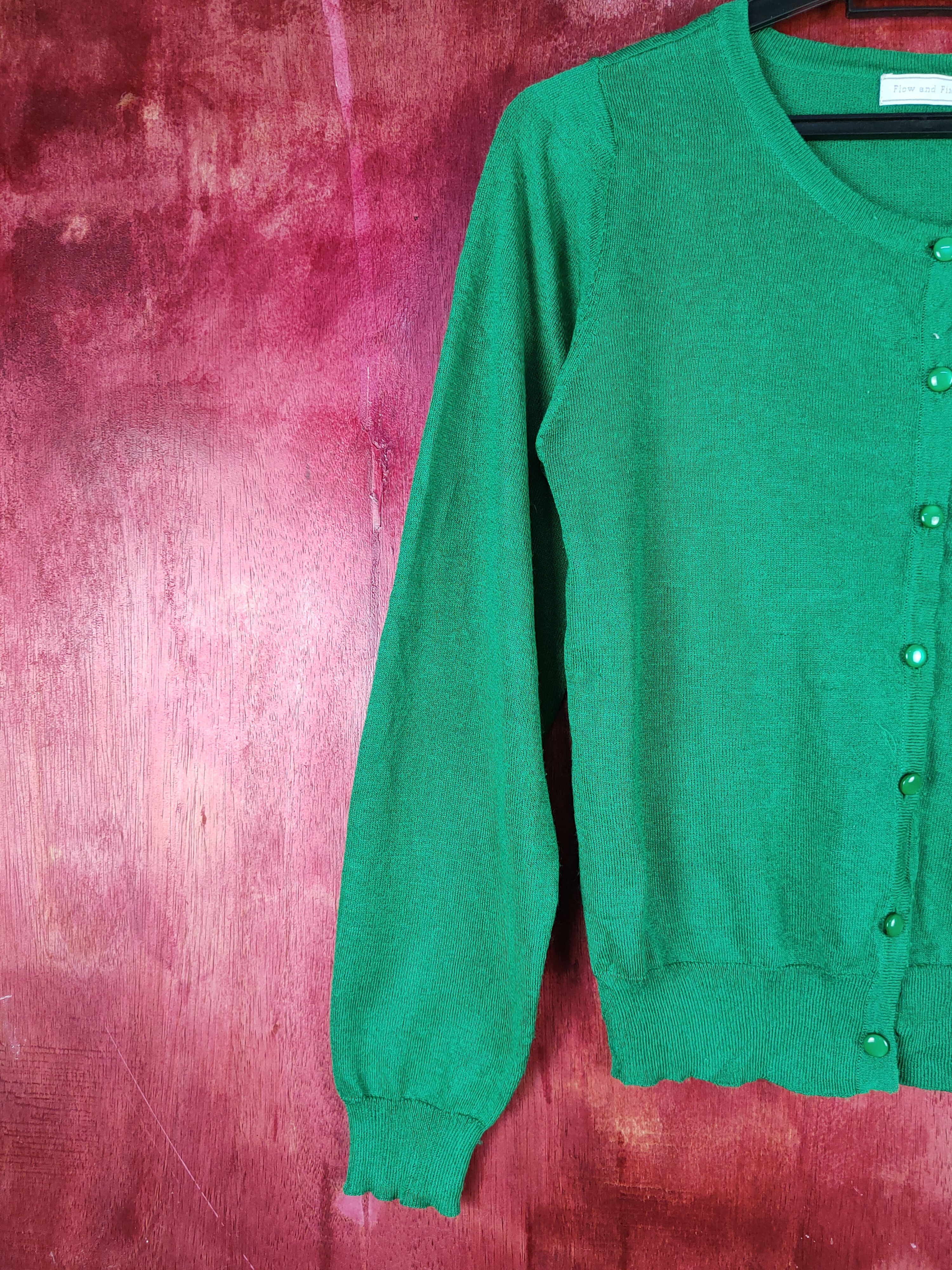 Japanese Brand Flow And Fixture Green Knitwear Cardigan #S1090 Size M / US 6-8 / IT 42-44 - 4 Thumbnail