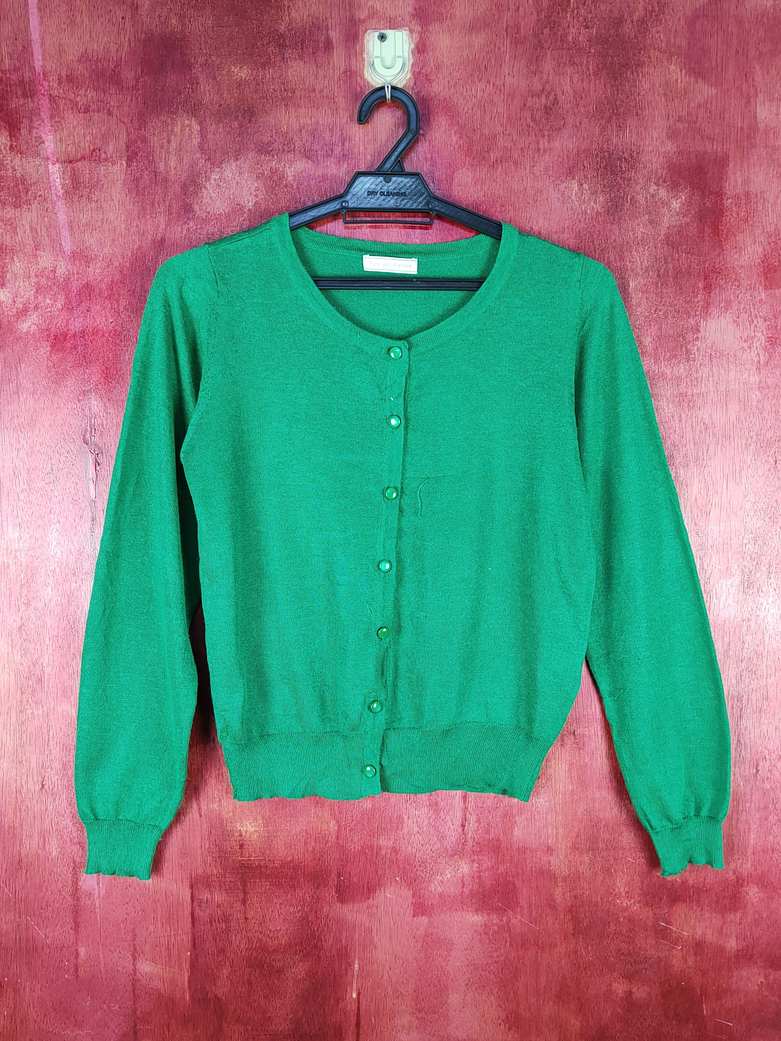 Japanese Brand Flow And Fixture Green Knitwear Cardigan #S1090 Size M / US 6-8 / IT 42-44 - 1 Thumbnail