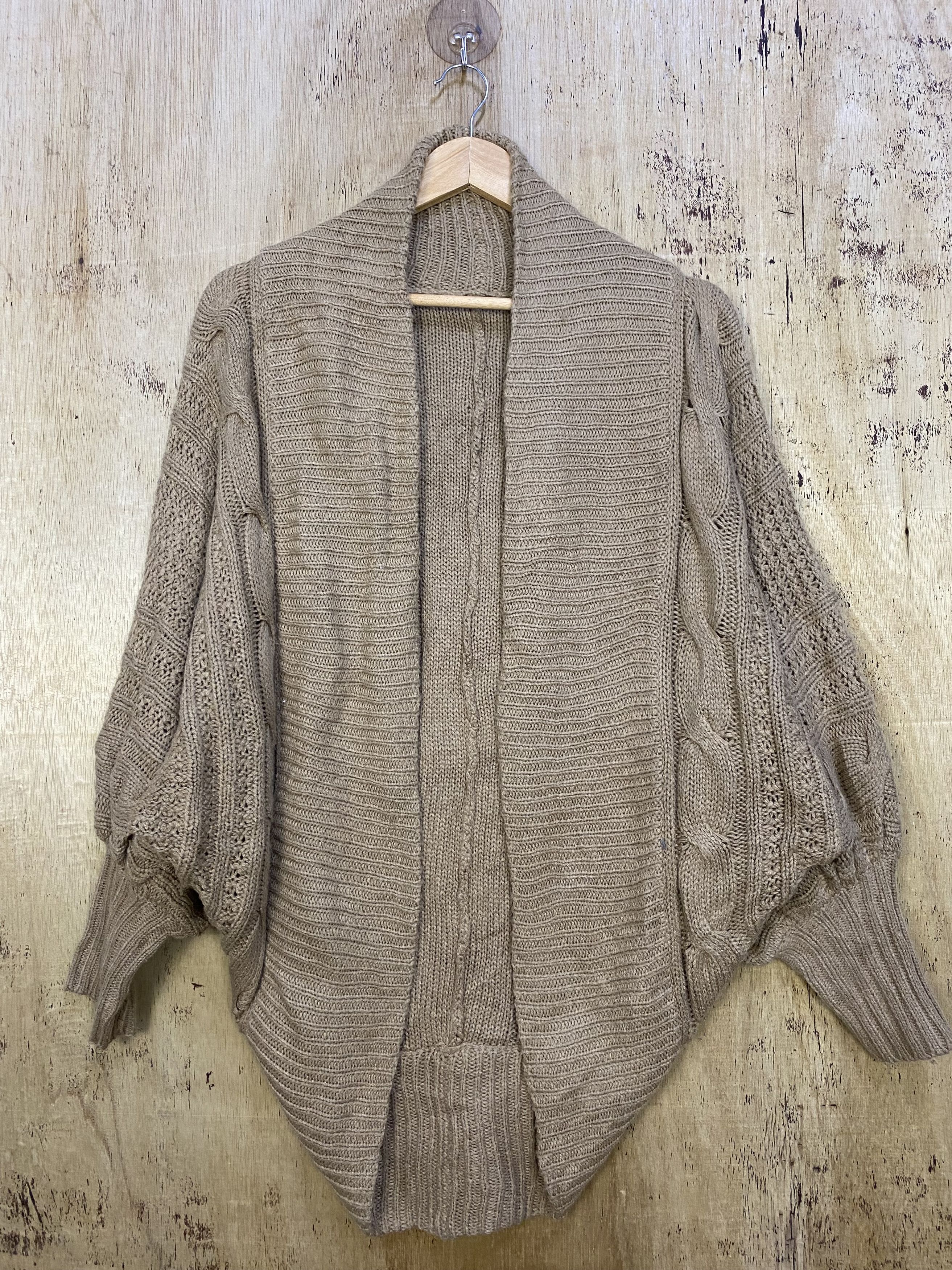 Homespun Knitwear Open BatWing Cocoon Twisted Cable Knit Sweater #4317 Size XL / US 12-14 / IT 48-50 - 1 Thumbnail