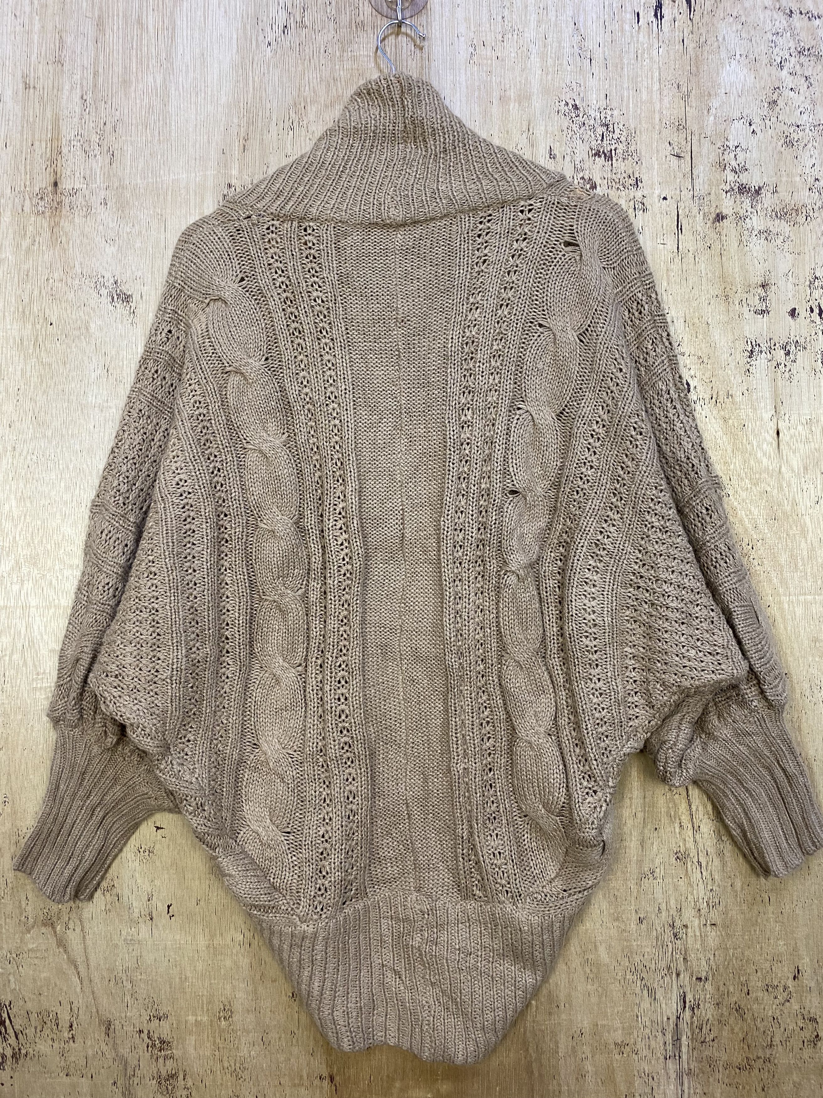 Homespun Knitwear Open BatWing Cocoon Twisted Cable Knit Sweater #4317 Size XL / US 12-14 / IT 48-50 - 7 Thumbnail