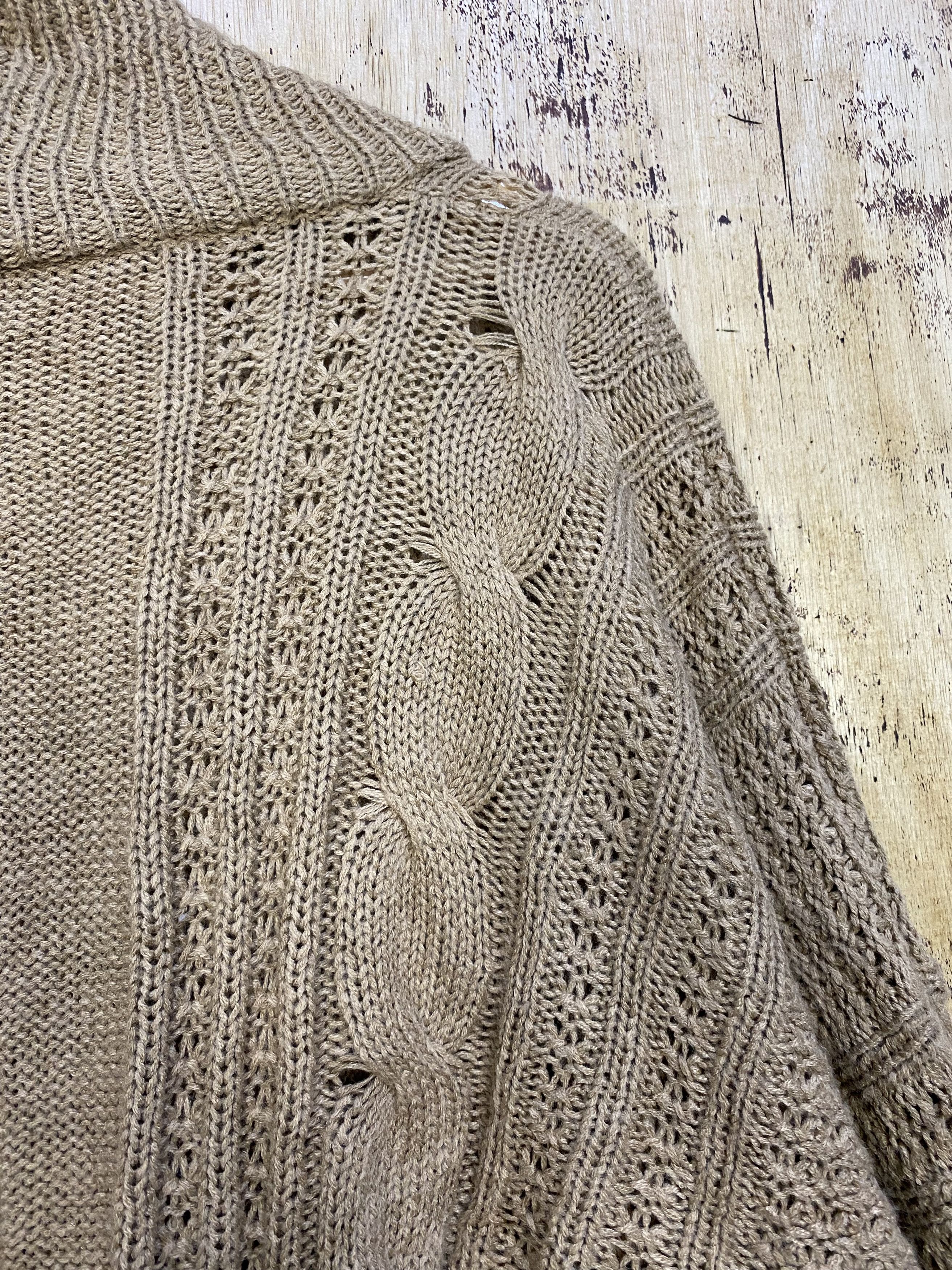 Homespun Knitwear Open BatWing Cocoon Twisted Cable Knit Sweater #4317 Size XL / US 12-14 / IT 48-50 - 9 Thumbnail