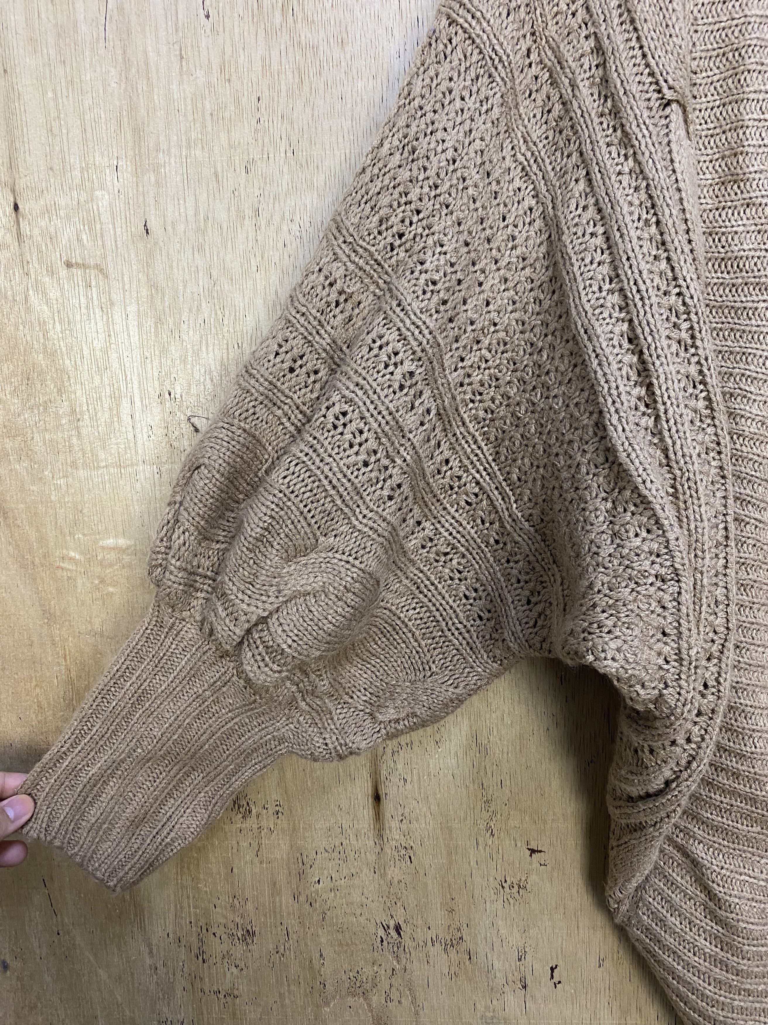 Homespun Knitwear Open BatWing Cocoon Twisted Cable Knit Sweater #4317 Size XL / US 12-14 / IT 48-50 - 2 Thumbnail