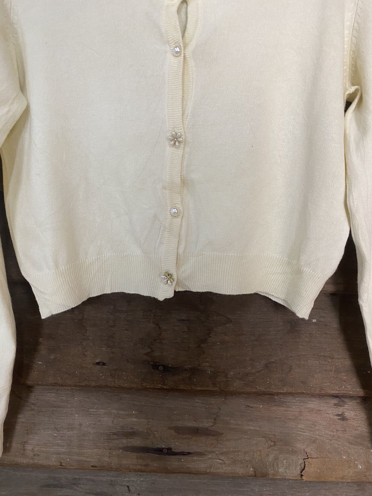 Japanese Brand Wallamanda Yellow Patterned Cardigans Knitwear #7264 Size S / US 4 / IT 40 - 6 Thumbnail