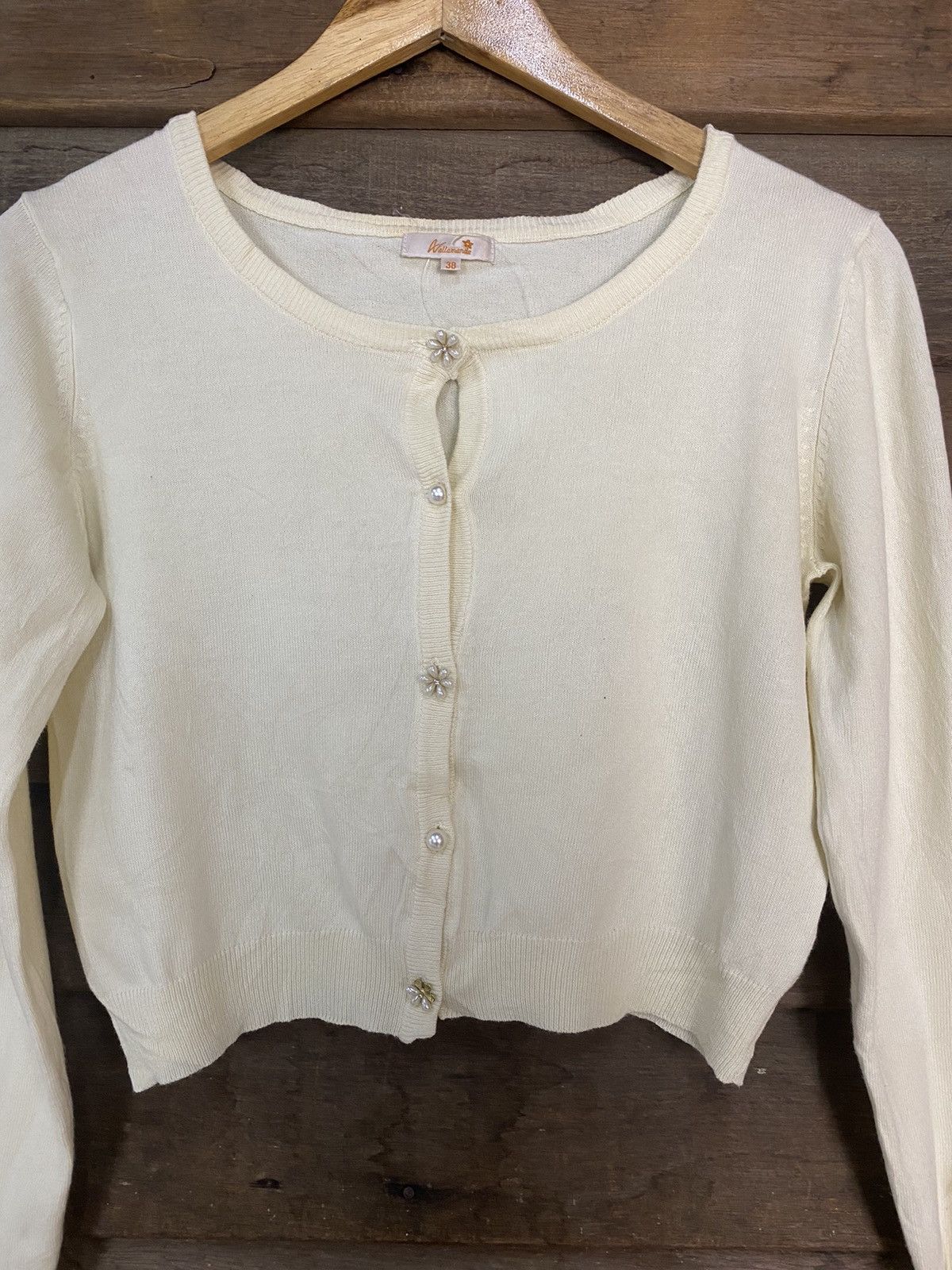 Japanese Brand Wallamanda Yellow Patterned Cardigans Knitwear #7264 Size S / US 4 / IT 40 - 5 Thumbnail