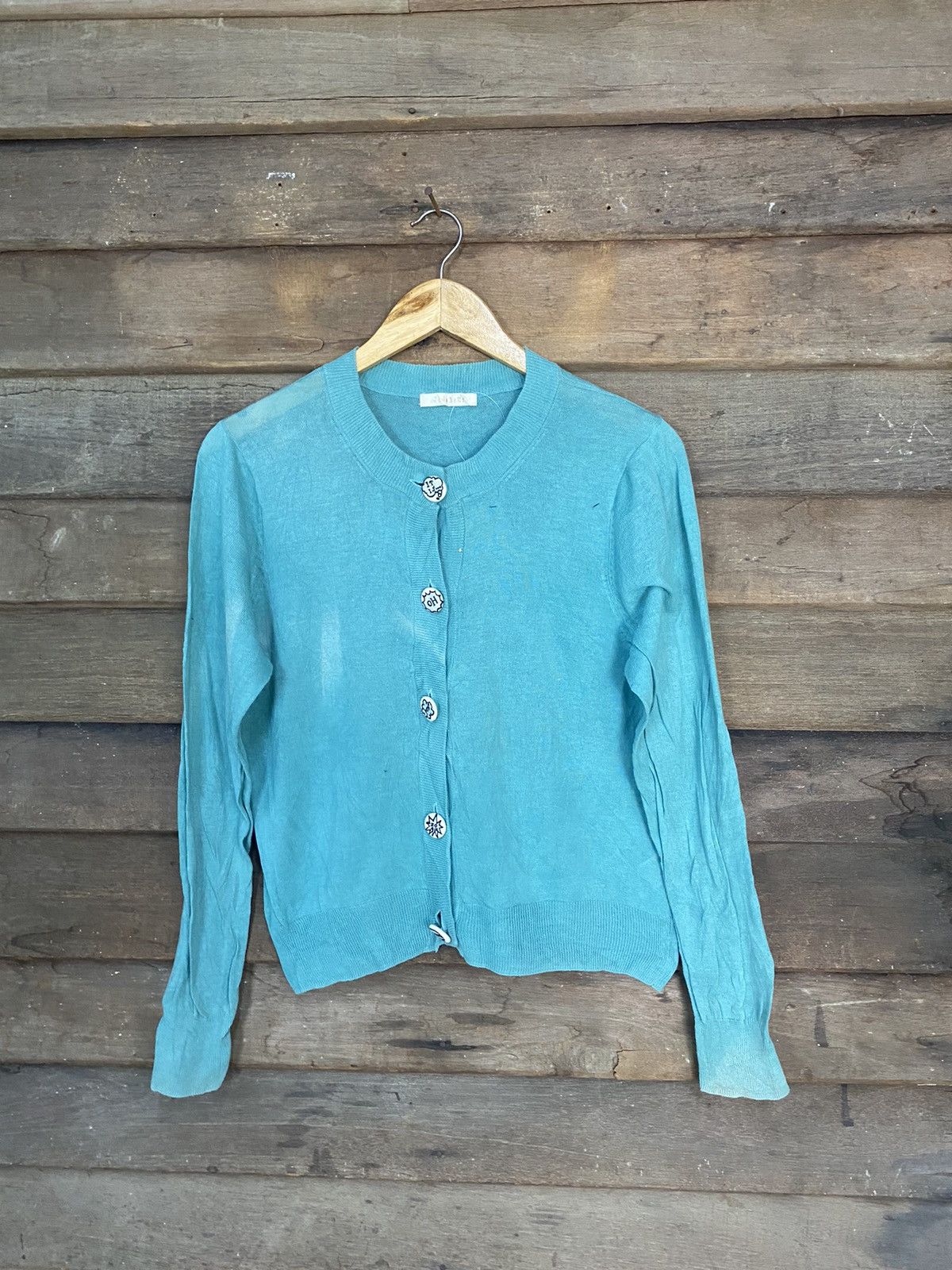 Didizizi Blue Patterned Cardigans vintage Knitwear #7259