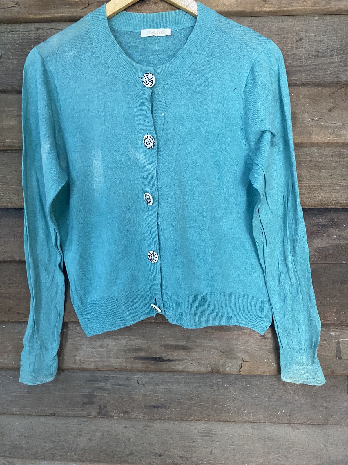 Vintage Didizizi Blue Patterned Cardigans vintage Knitwear #7259 Size S / US 4 / IT 40 - 3 Thumbnail