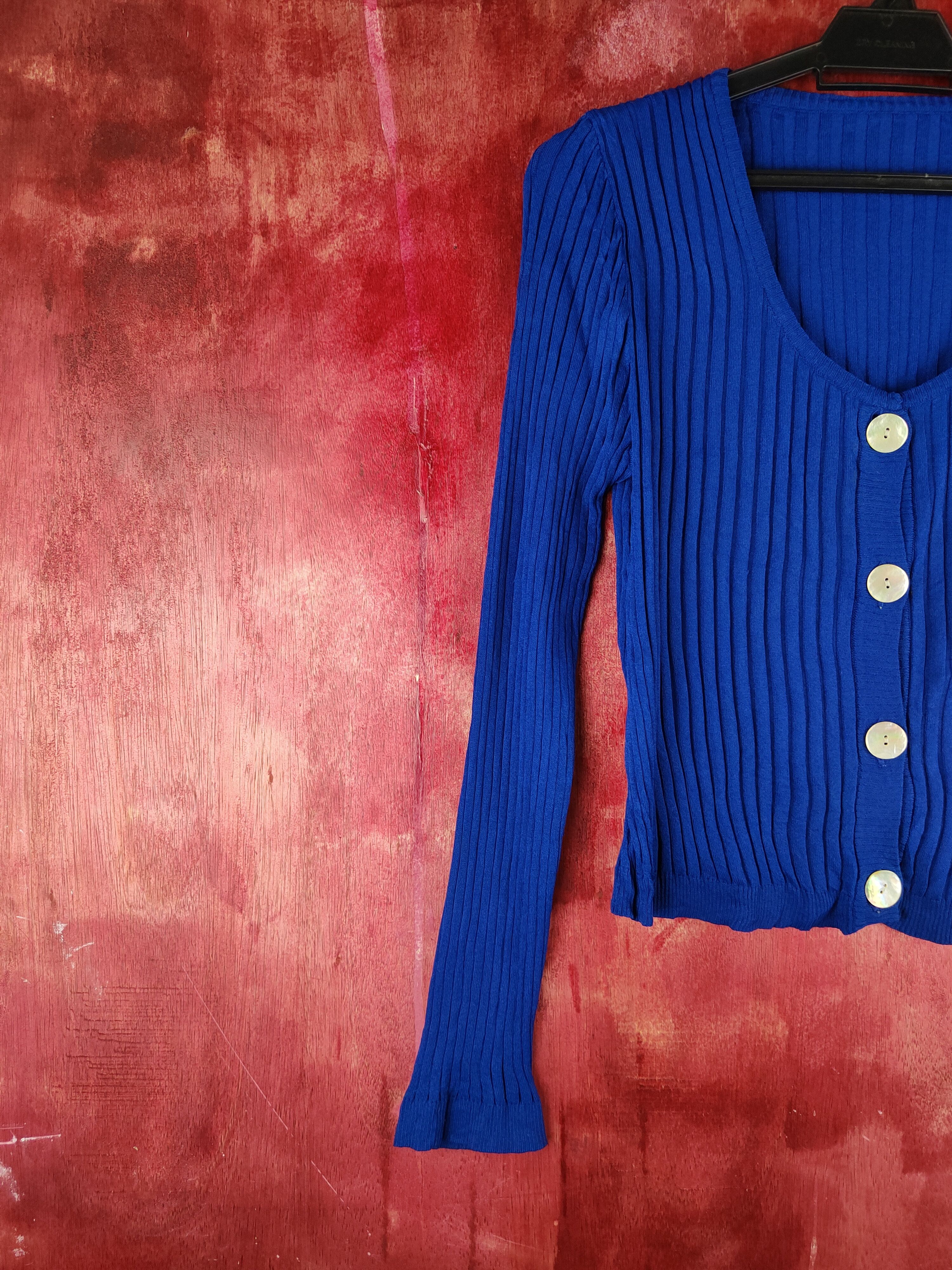 Japanese Brand Eterno Bellezza Dark Blue Knitwear Cardigan #S1094 Size S / US 4 / IT 40 - 3 Thumbnail