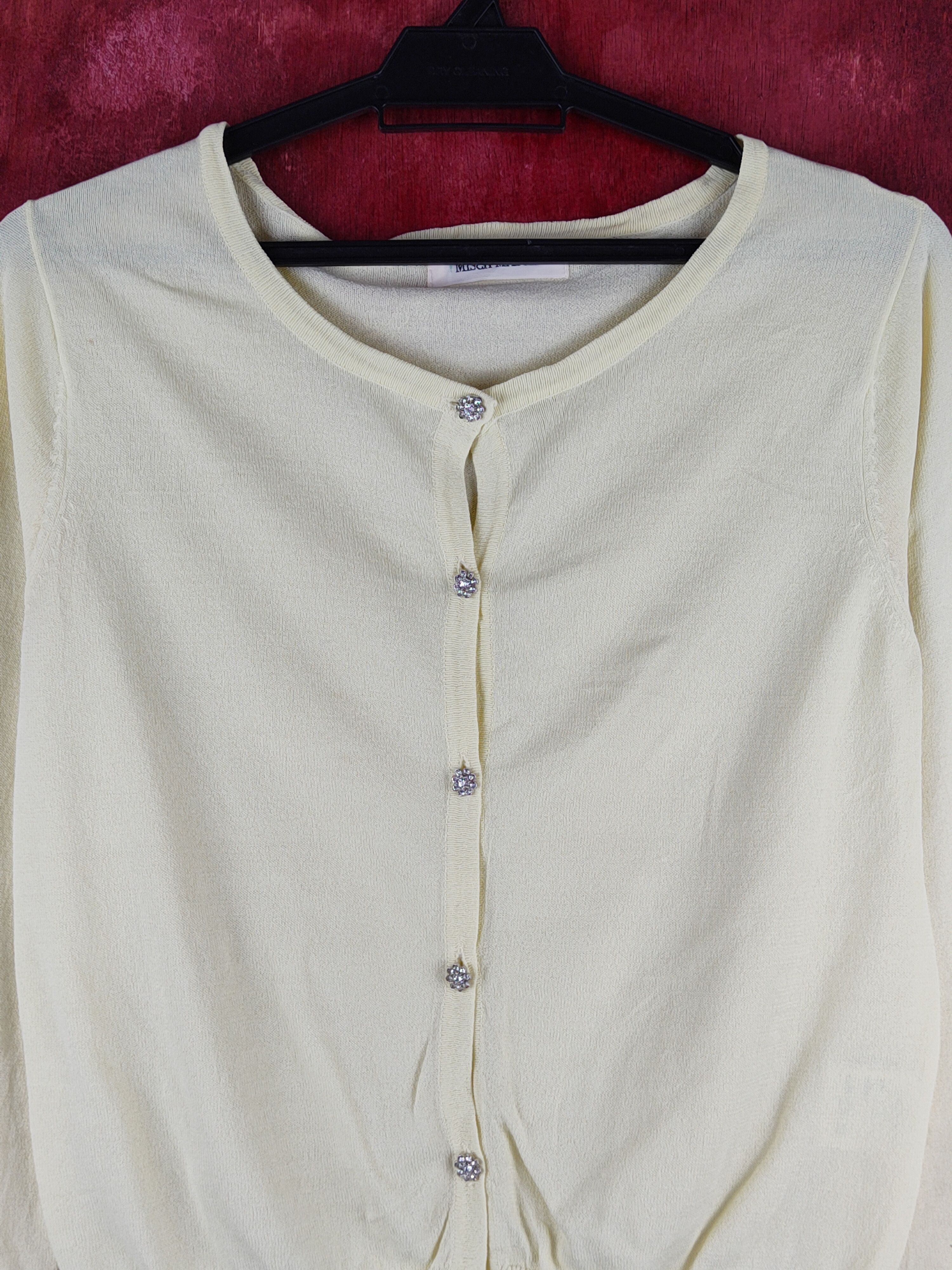 Japanese Brand Misch Masch Yellow Knitwear Cardigan #S1096 Size S / US 4 / IT 40 - 2 Thumbnail