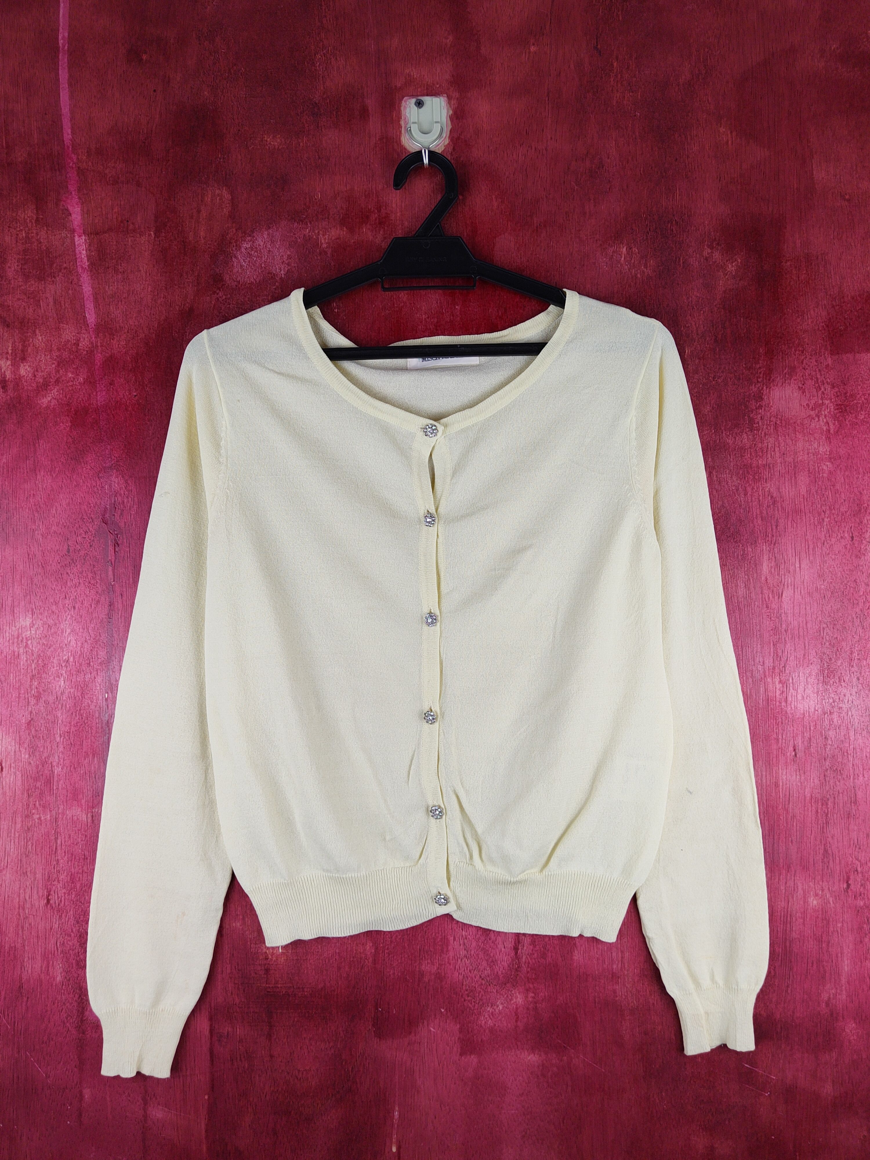 Japanese Brand Misch Masch Yellow Knitwear Cardigan #S1096 Size S / US 4 / IT 40 - 1 Thumbnail