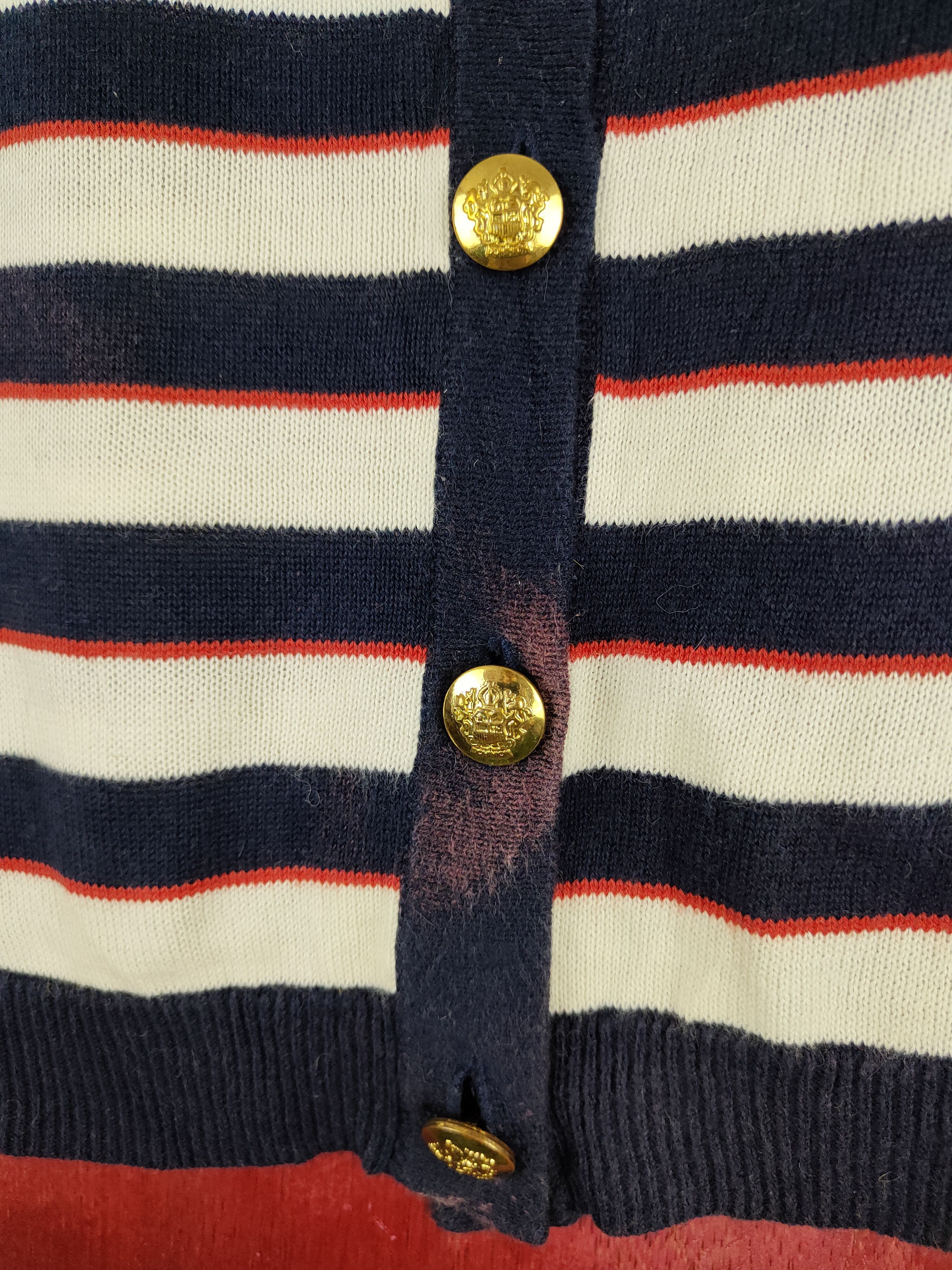 Japanese Brand Japanese Brand Navy Stripe Knitwear Cardigan #S1097 Size M / US 6-8 / IT 42-44 - 3 Thumbnail