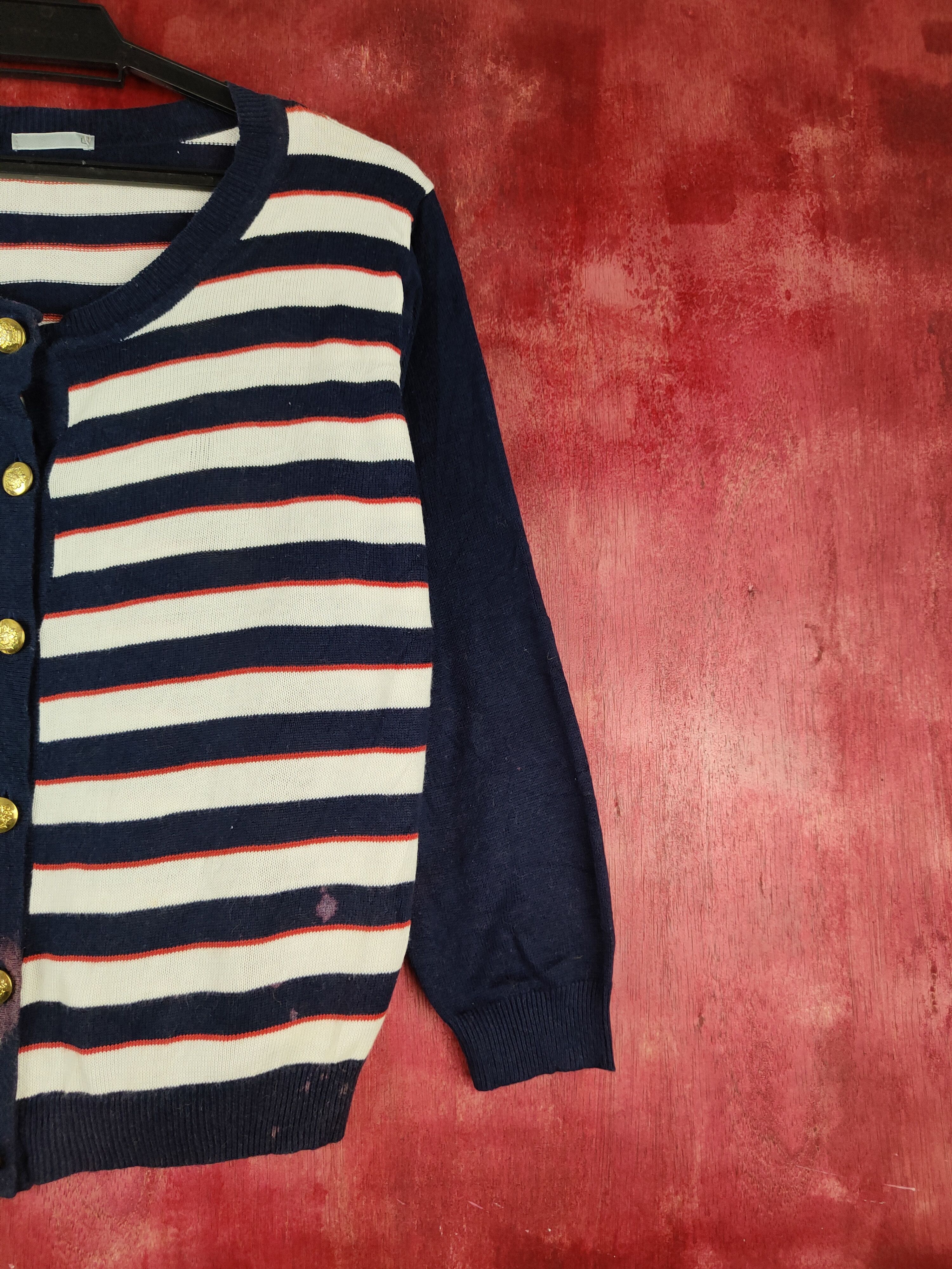 Japanese Brand Japanese Brand Navy Stripe Knitwear Cardigan #S1097 Size M / US 6-8 / IT 42-44 - 6 Thumbnail