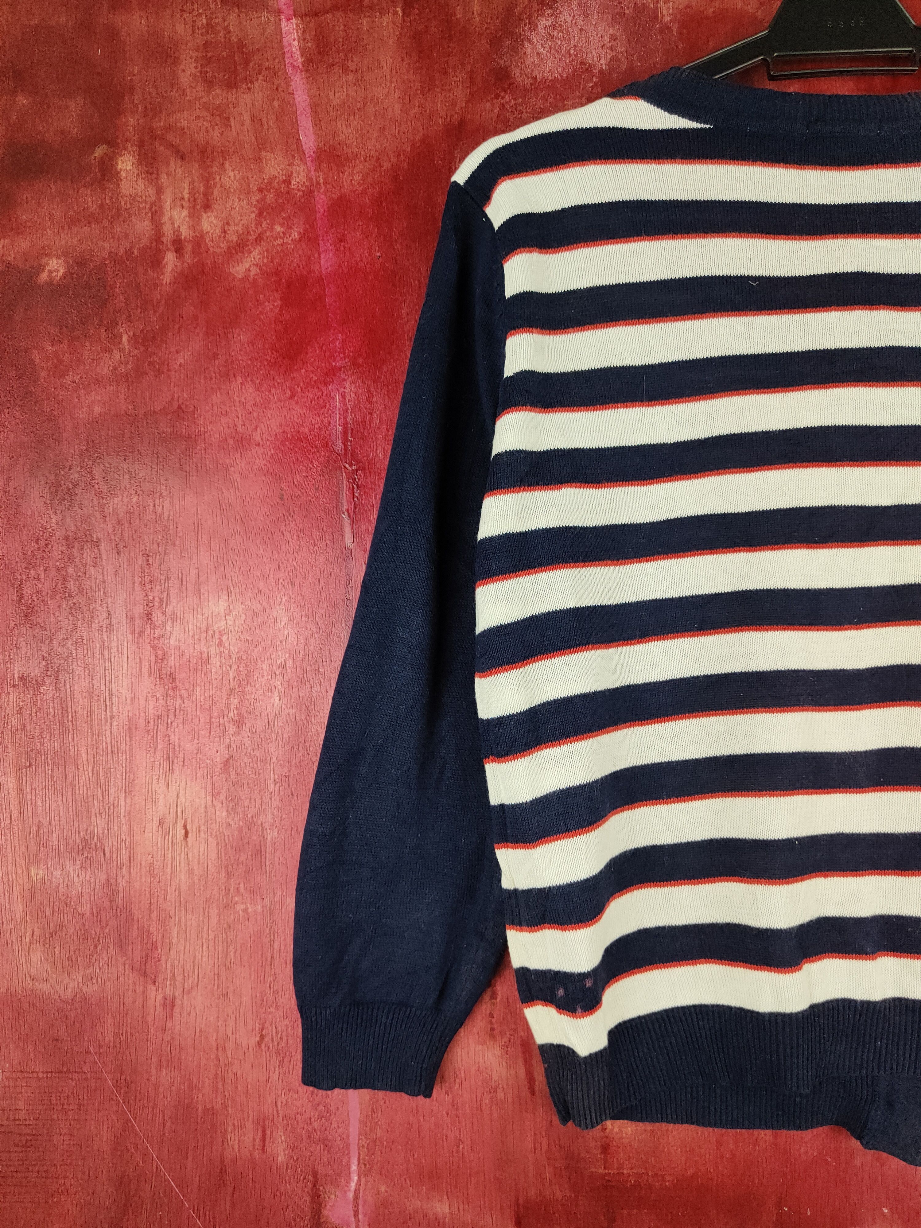 Japanese Brand Japanese Brand Navy Stripe Knitwear Cardigan #S1097 Size M / US 6-8 / IT 42-44 - 10 Thumbnail
