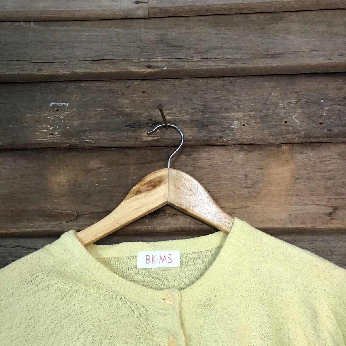 Japanese Brand BKMS Yellow crochet Cardigan knitwear #7282 Size M / US 6-8 / IT 42-44 - 4 Thumbnail