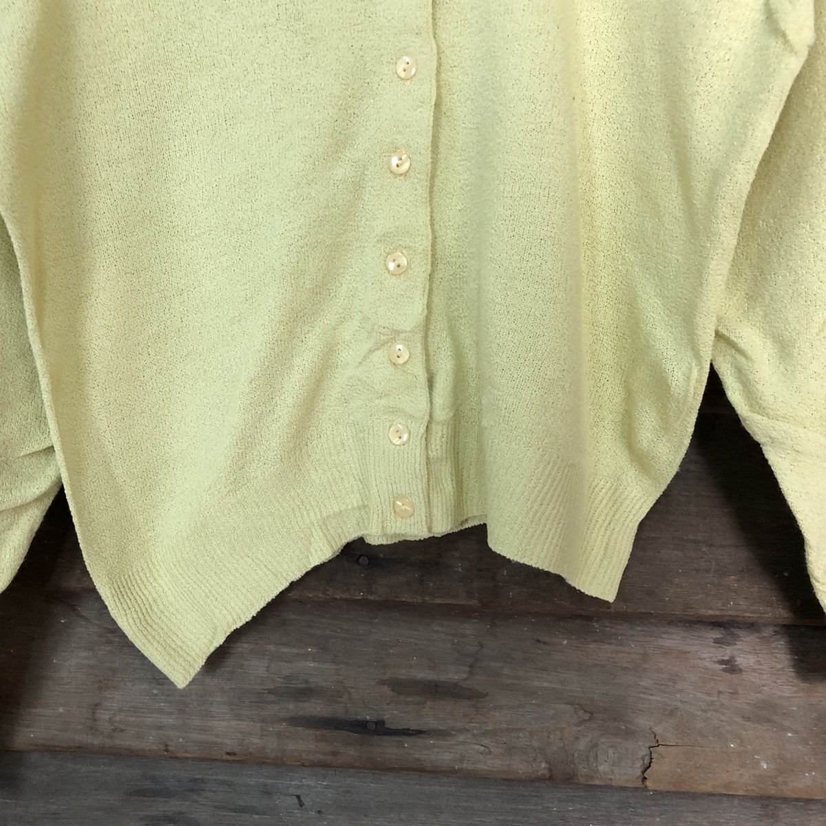 Japanese Brand BKMS Yellow crochet Cardigan knitwear #7282 Size M / US 6-8 / IT 42-44 - 6 Thumbnail