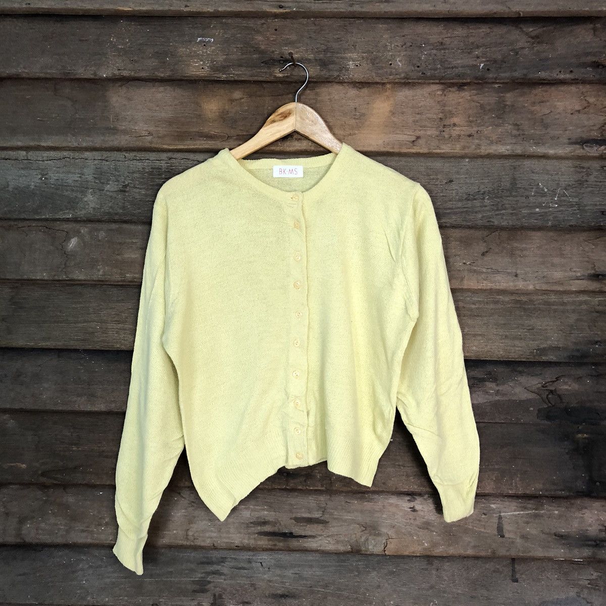 Japanese Brand BKMS Yellow crochet Cardigan knitwear #7282 Size M / US 6-8 / IT 42-44 - 1 Thumbnail