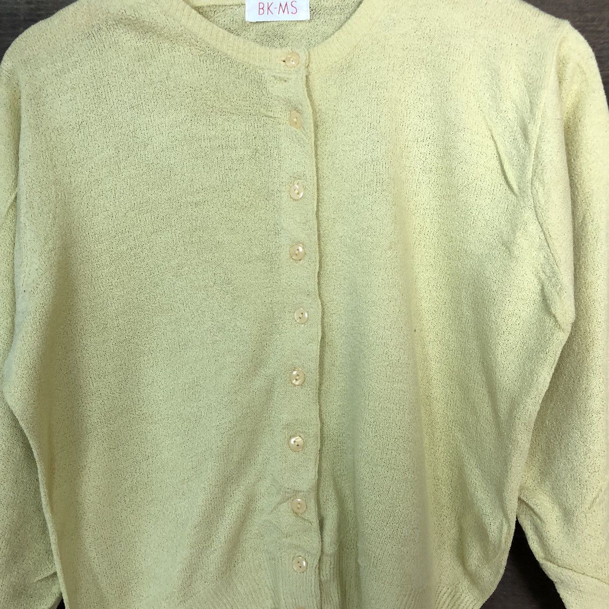 Japanese Brand BKMS Yellow crochet Cardigan knitwear #7282 Size M / US 6-8 / IT 42-44 - 5 Thumbnail